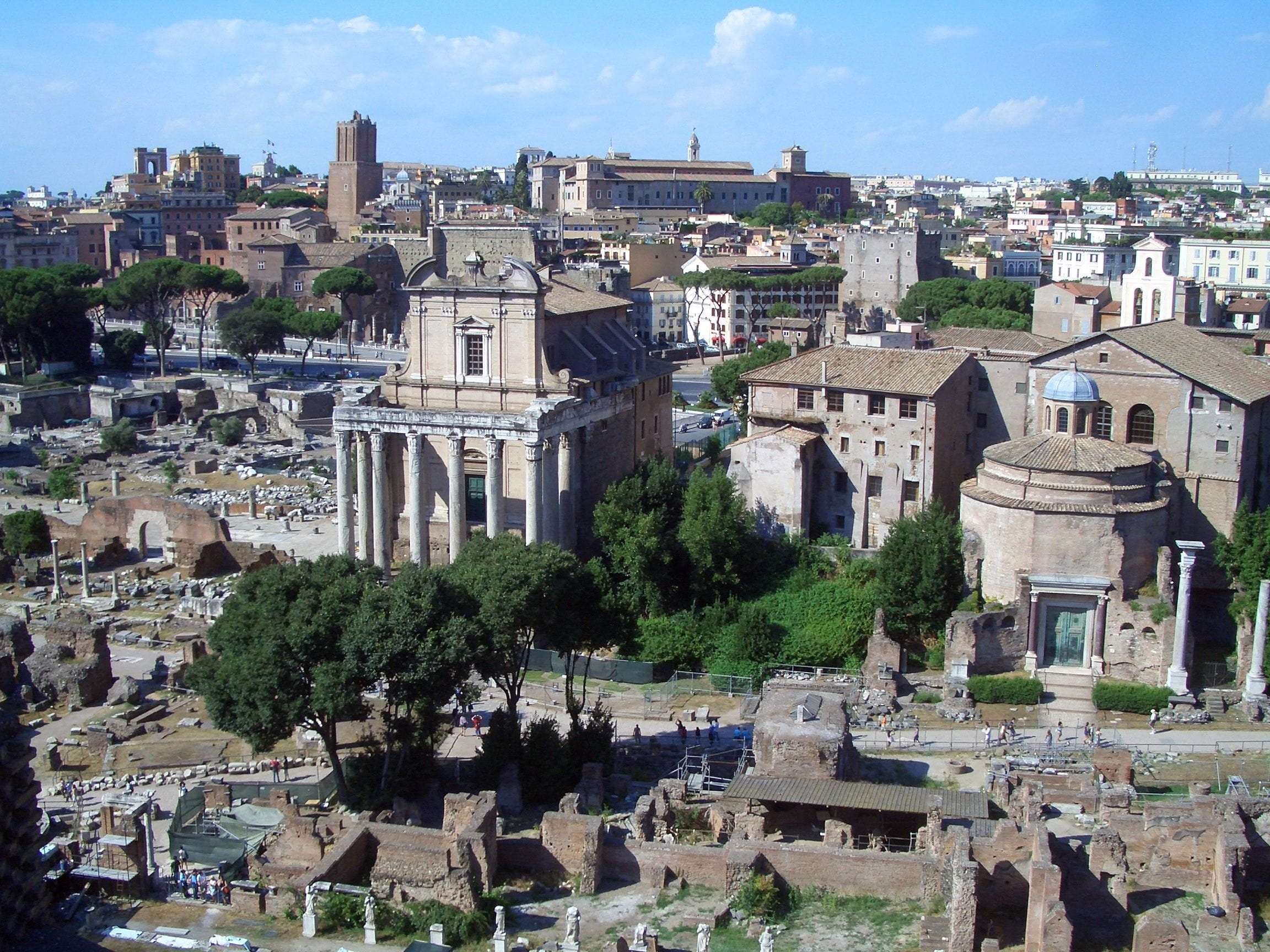 sky, antiquity, tourism, italy, romans, tree, old, nature, excavation, history, archaeology, built structure, ancient, residential district, ruin, city, HD Wallpaper