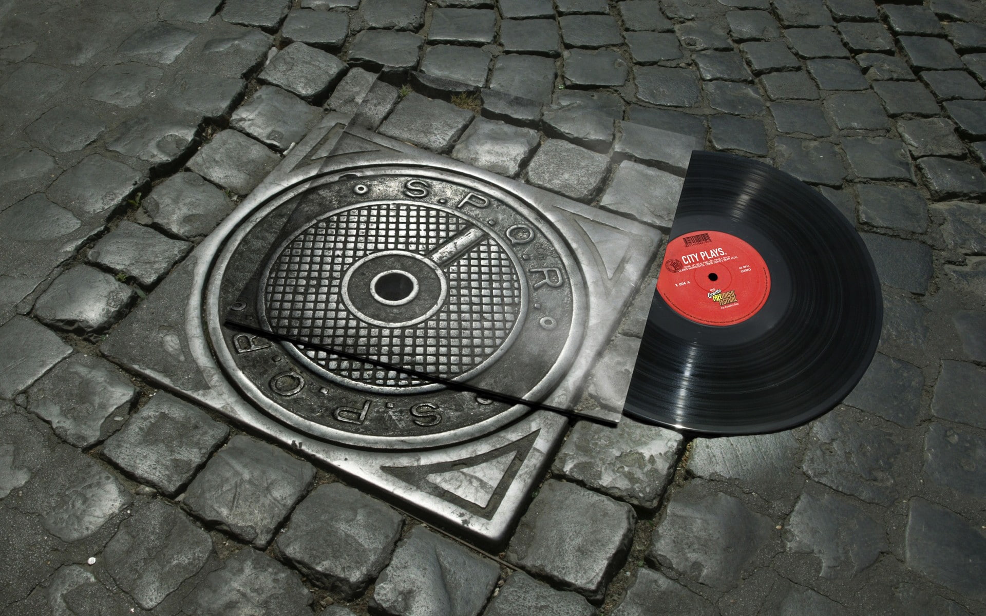 disc, rome, asphalt, spqr, 1080P, vinyl, music, HD Wallpaper