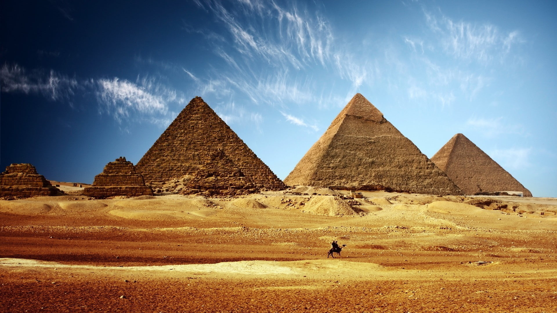 Pyramids of Giza, desert, pyramid, Egypt, 1080P, HD Wallpaper