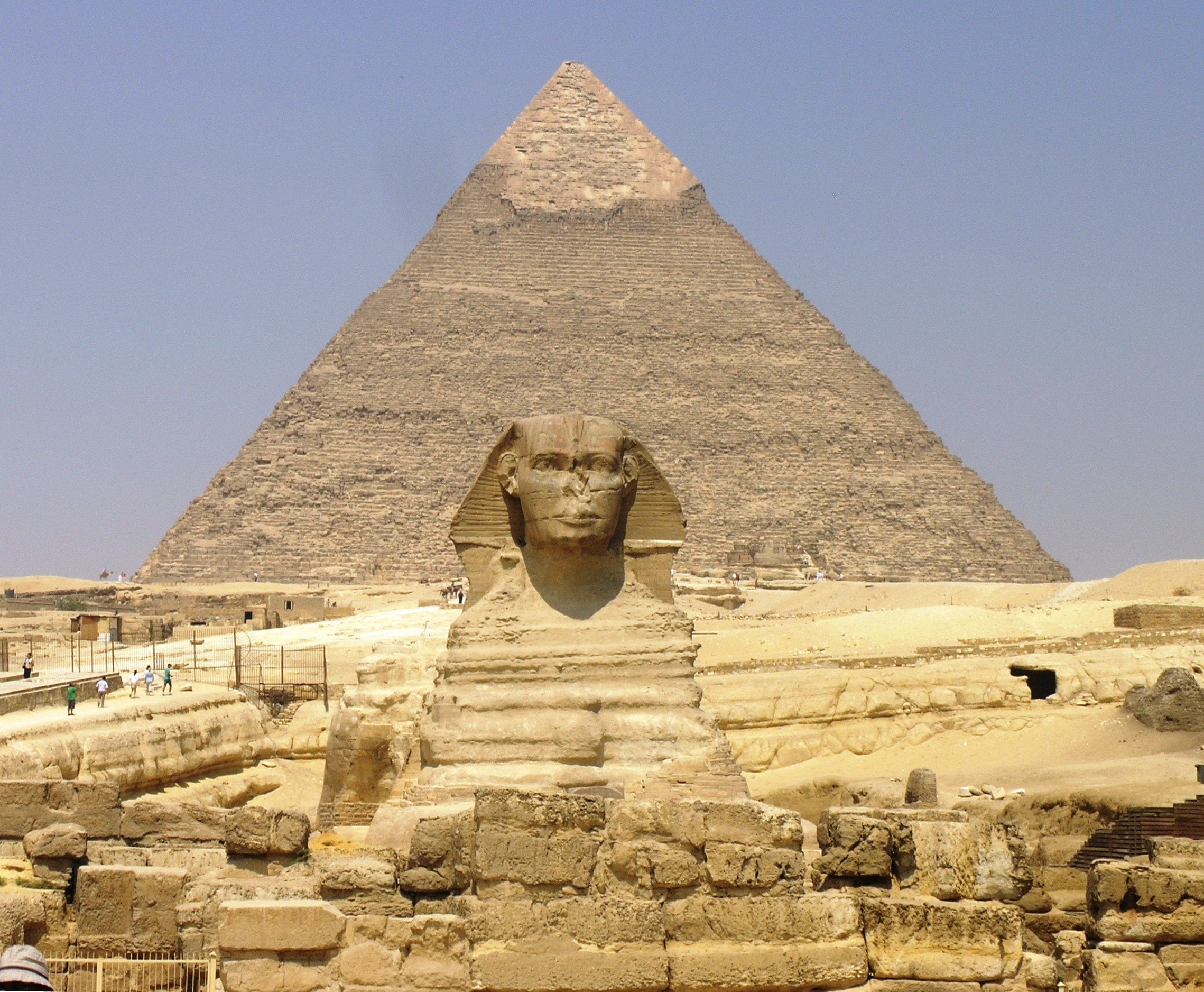 solid, climate, architecture, stone material, representation, egypt, travel, sky, outdoors, 1080P, ancient civilization, statue, Sphinx of Giza, male likeness, HD Wallpaper