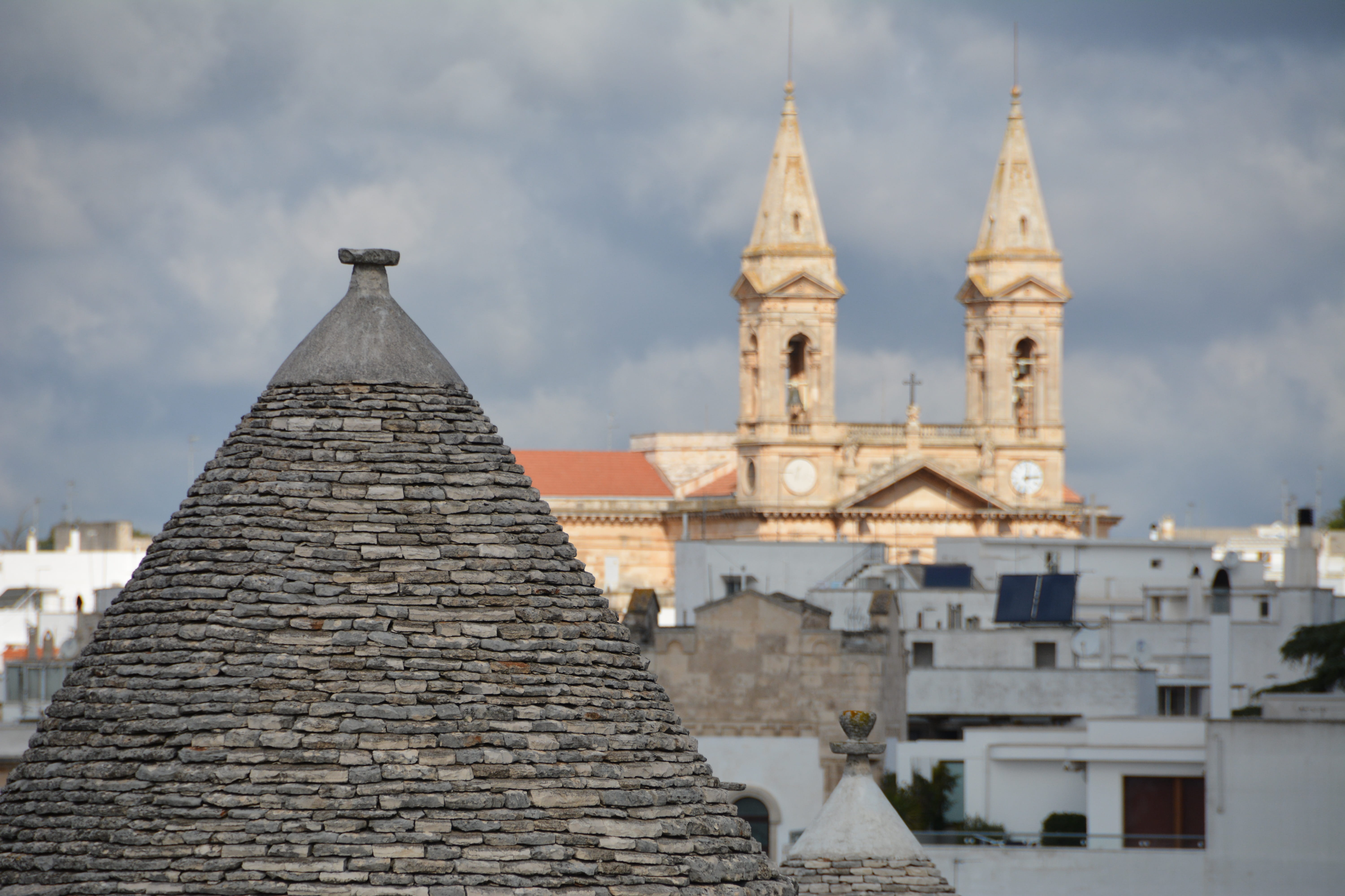 history, no people, place of worship, italy, religion, day, outdoors, tower, building, travel destinations, spire, the past, sky, cloud - sky, trulli, built structure, HD Wallpaper