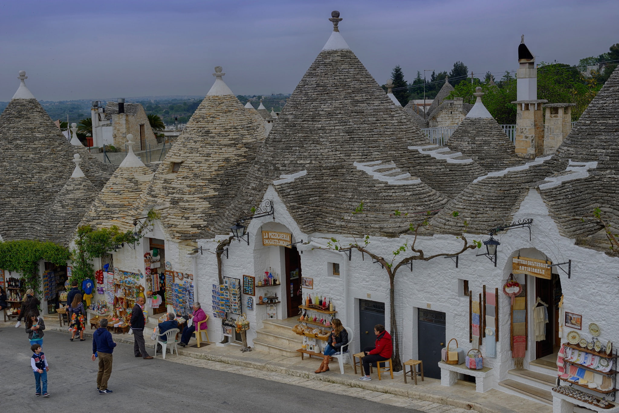 Trulli, street, roof, Italy, 1080P, Apulia, cone, home, Alberobello, HD Wallpaper