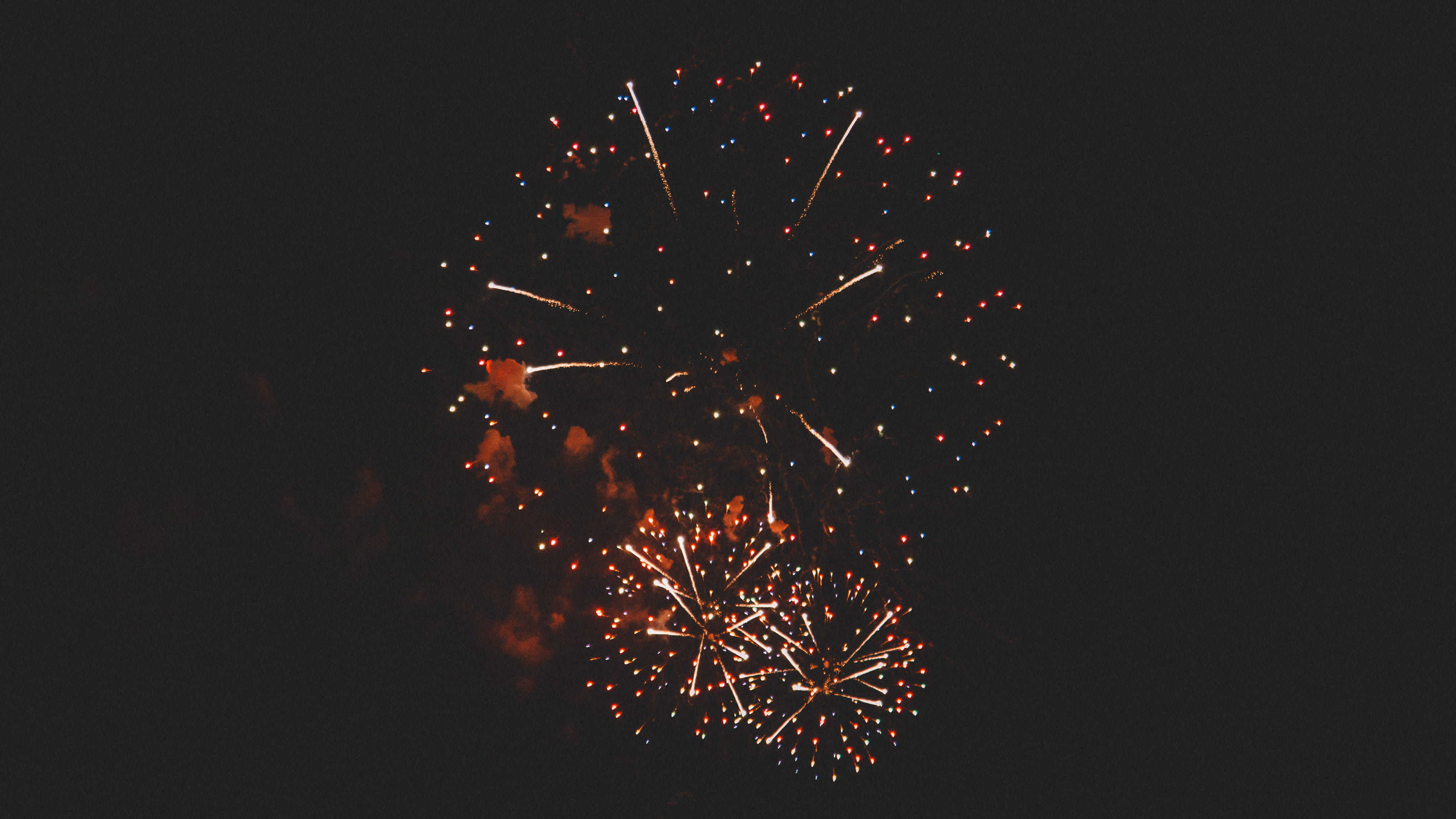fun, 4K, event, motion, night, colour, celebration, nature, fireworks, exploding, darling point, sky, spark, fire, christmas, blurred motion, typography, HD Wallpaper