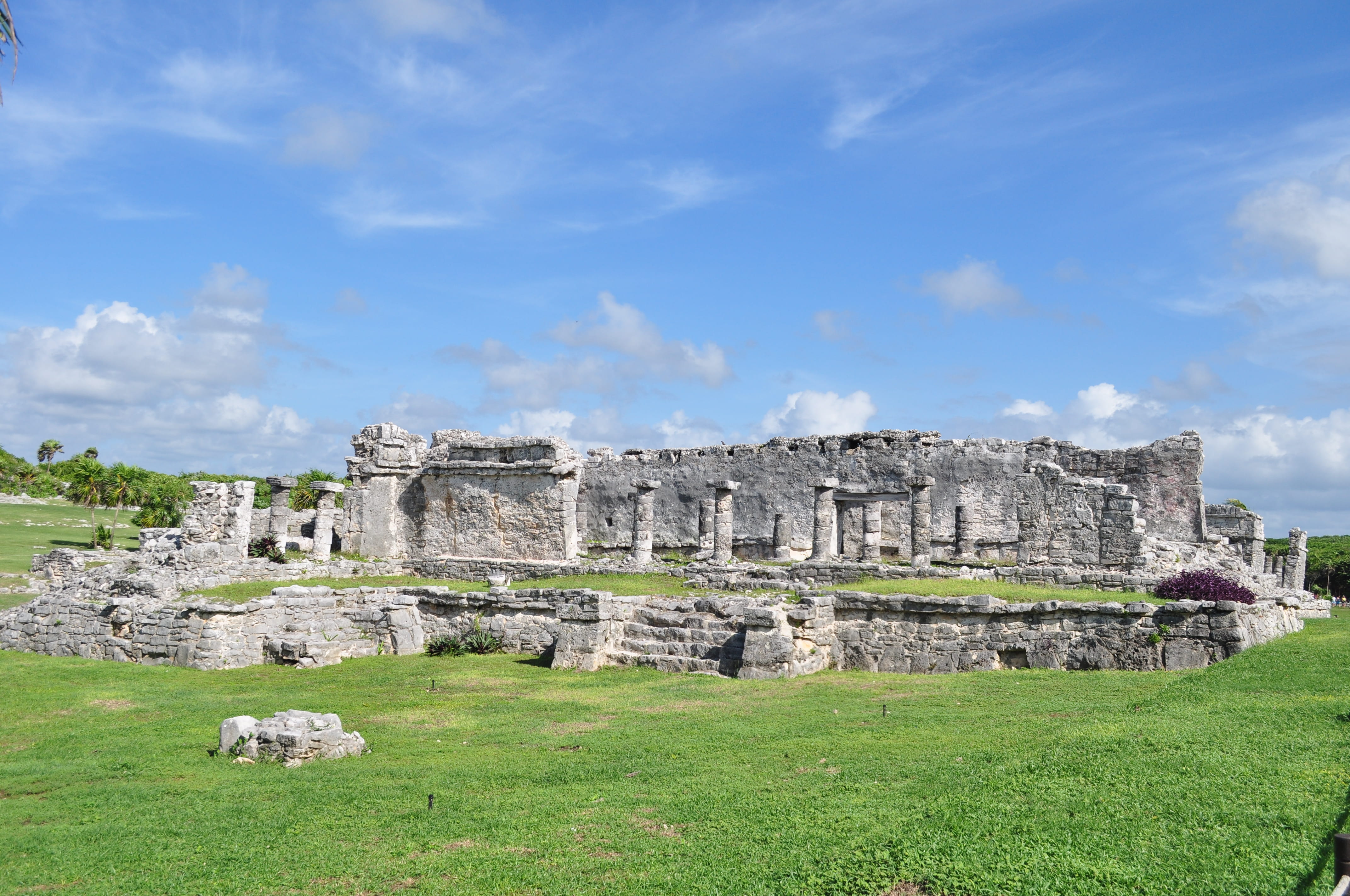 grass, old, cloud - sky, architecture, land, travel destinations, travel, tulum, field, riviera maya, ancient civilization, mexico, plant, nature, no people, HD Wallpaper