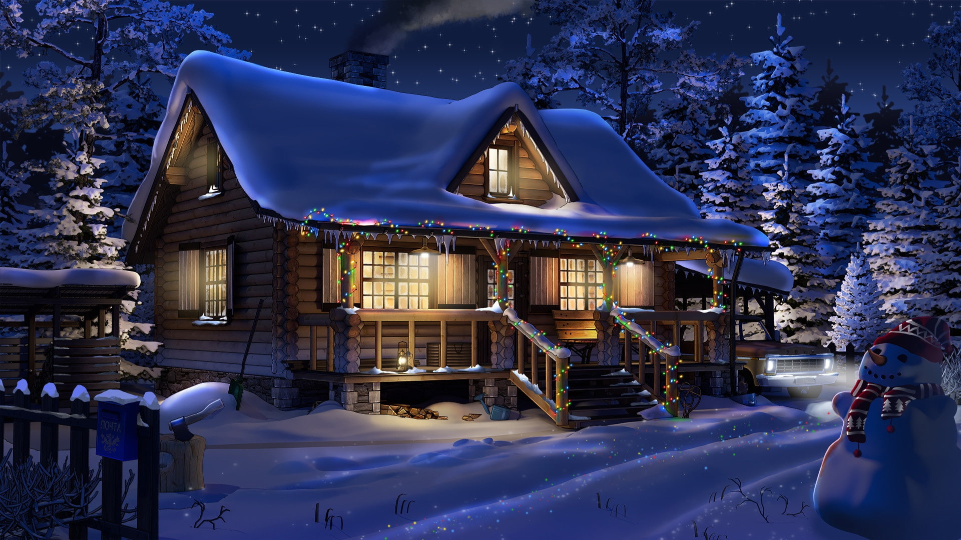 Big Dipper, structure, snow, winter, garland, 1080P, HD Wallpaper