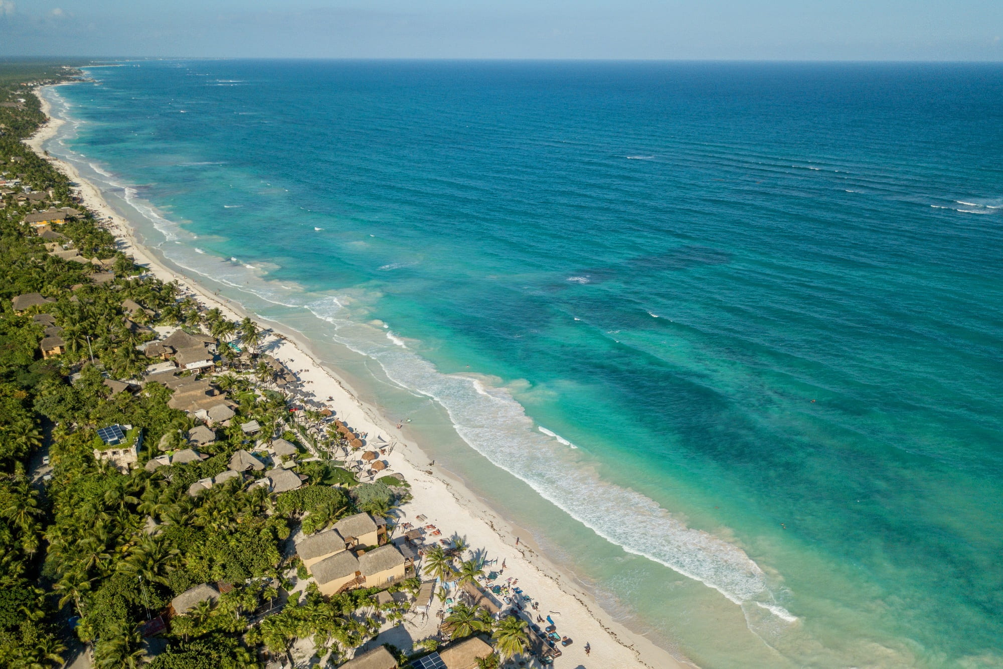land, blue, day, outdoors, 1080P, water, nature, horizon over water, plant, tulum, sky, tranquil scene, horizon, turquoise colored, waters, high angle view, HD Wallpaper