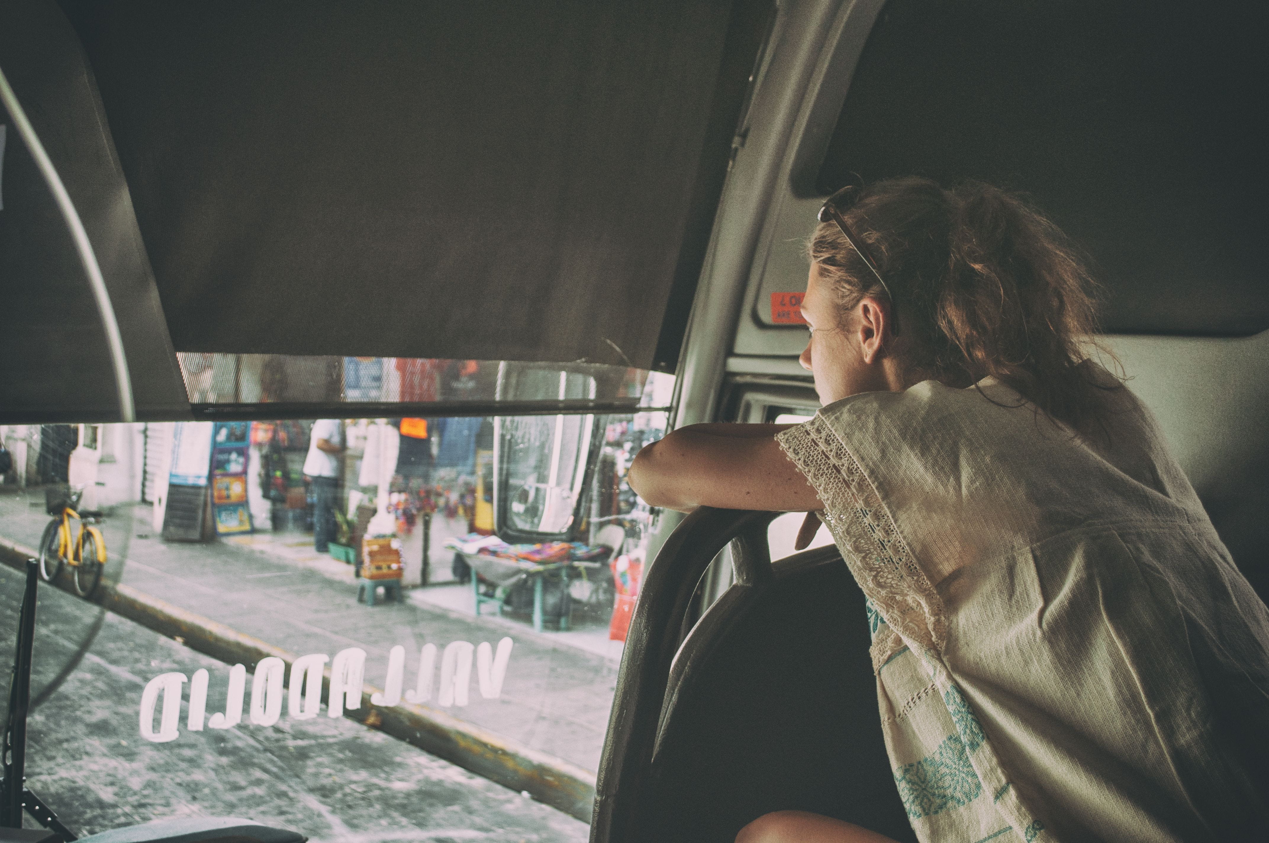 blouse, young women, tarmac, one person, 4K, long hair, wheel, girl, bicycle, transportation, hairstyle, leisure activity, travel, casual clothing, machine, HD Wallpaper