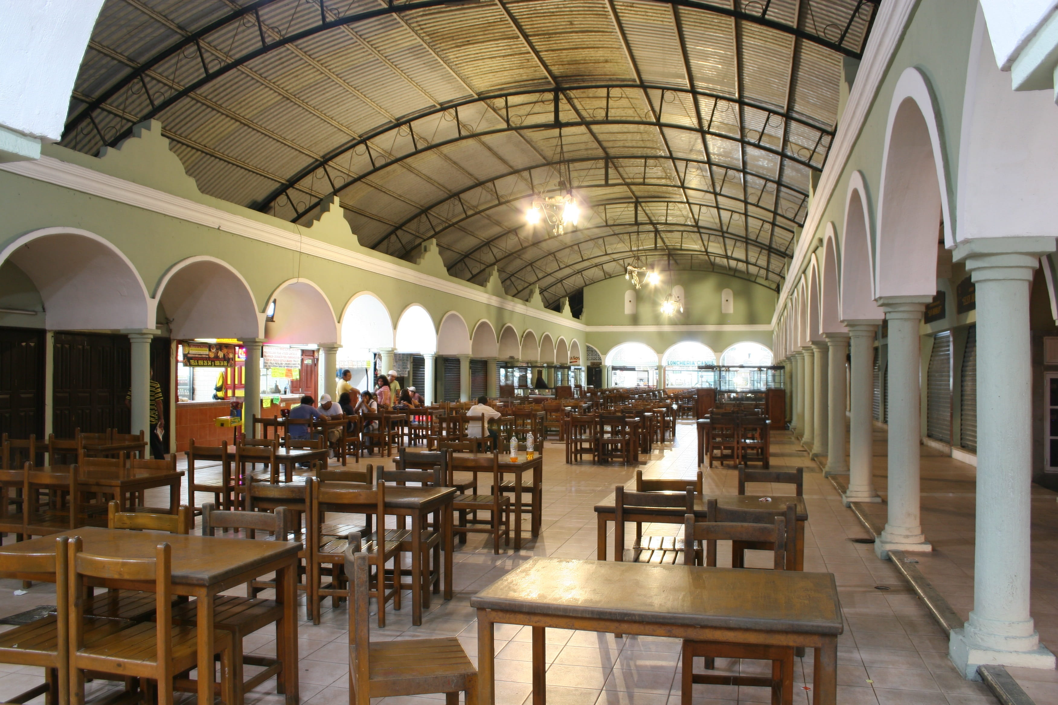 no people, ceiling, 2K, architecture, restaurant, luxury, lighting equipment, cafeteria, wood - material, building, architectural column, arch, valladolid, HD Wallpaper