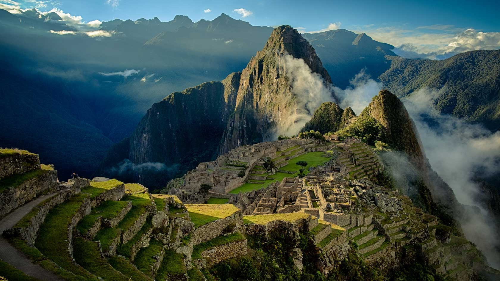 Ruin, ancient civilization, no people, history, travel destinations, travel, mountain range, mountain peak, fog, scenics - nature, environment, landscape, HD Wallpaper