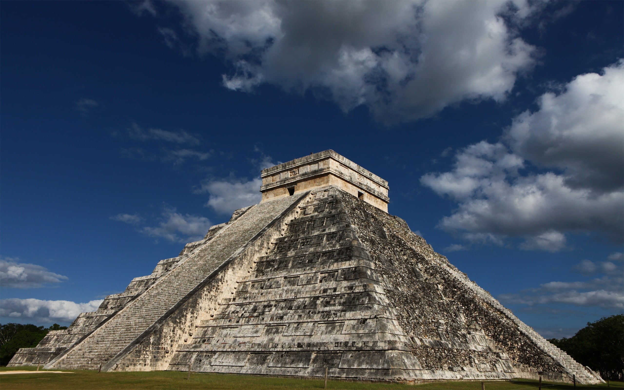 2K, skyscapes, chichaia, ancient, architecture, castillo, clouds, mayan, pyramids, HD Wallpaper