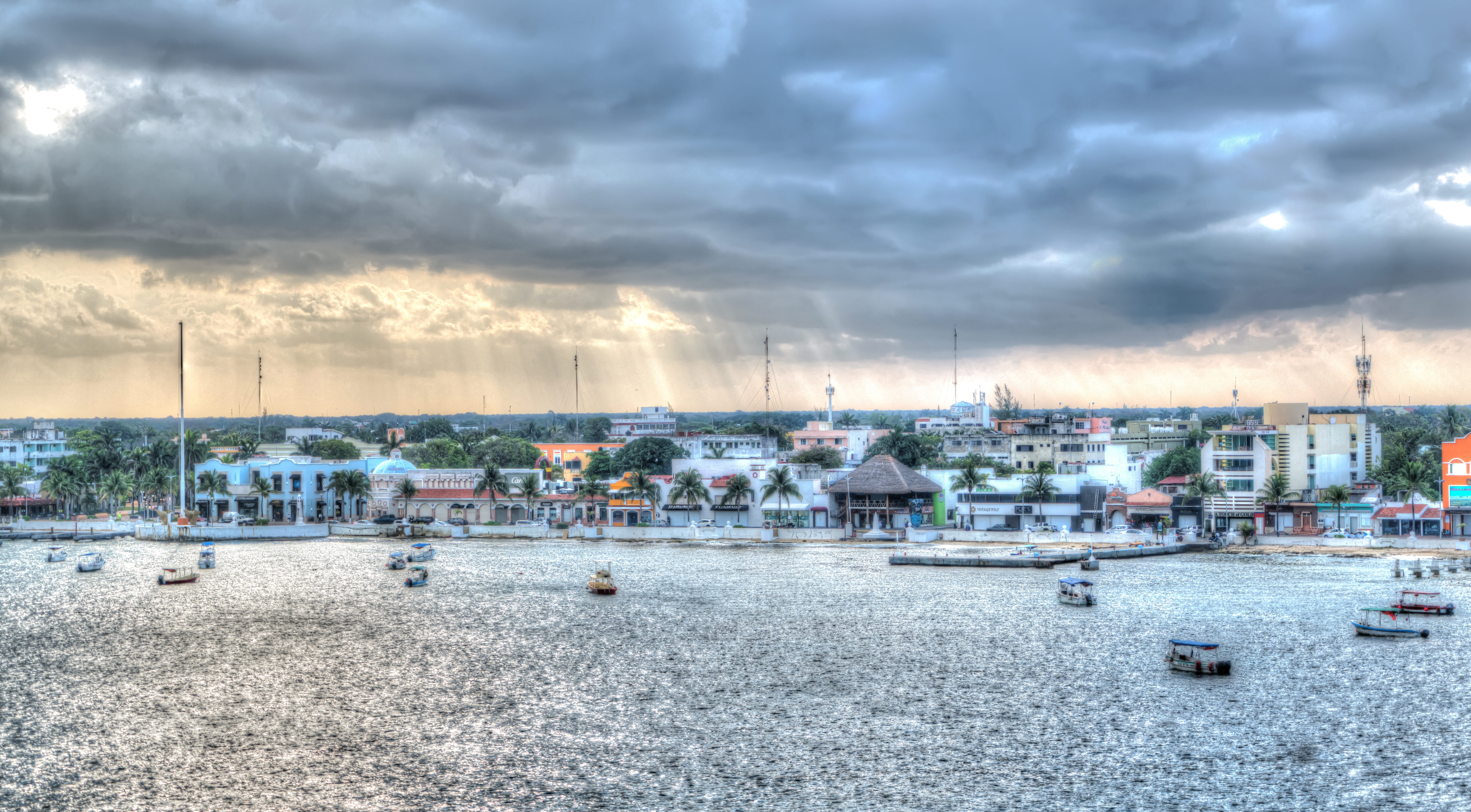 transportation, mode of transportation, cityscape, sky, nature, overcast, cloud - sky, coast, sun rays, scenics - nature, hurricane clouds, air pollution, HD Wallpaper