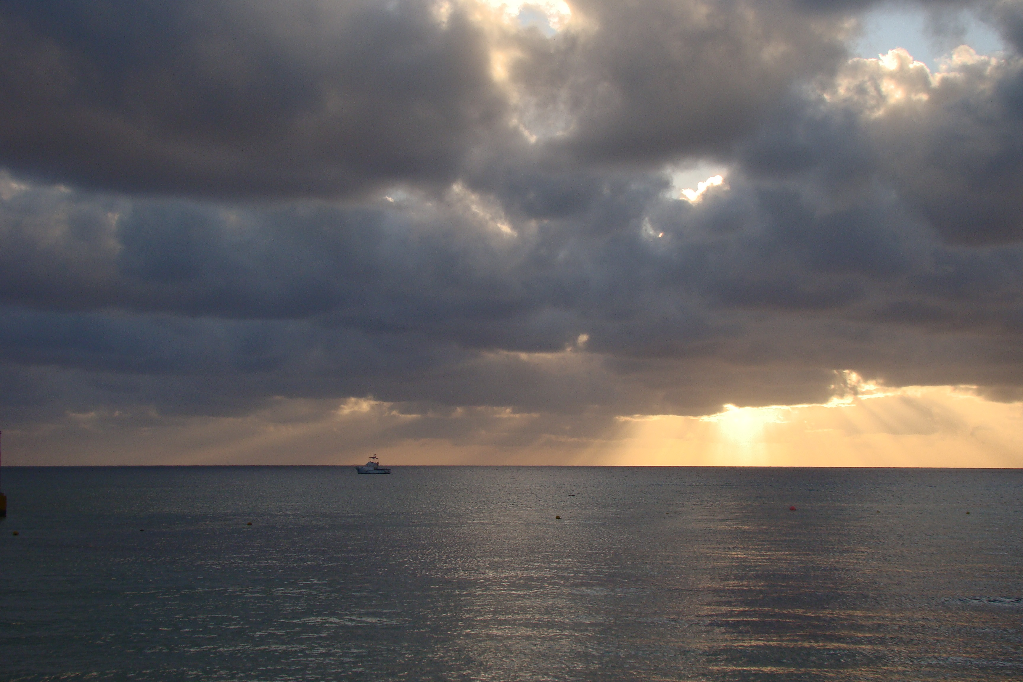 clouds, sea, sailboat, horizon over water, no people, nautical vessel, tranquil scene, cloud - sky, horizon, ominous, day, scenics - nature, body, sunset, HD Wallpaper