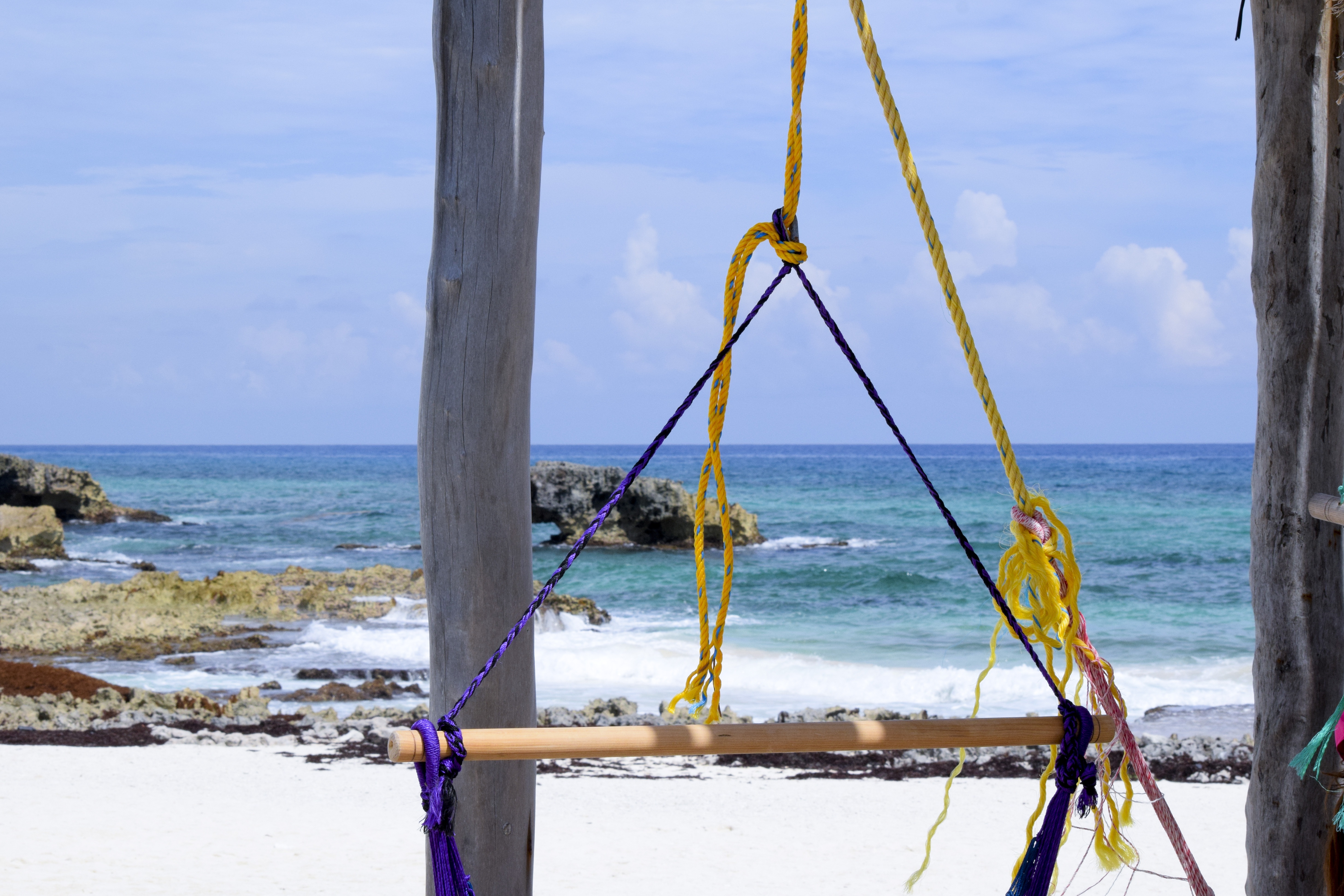 vacation, relax, sky, beach, hammock, water, motion, seashore, island, shore, beauty in nature, land, outdoors, sand, horizon over water, tranquility, tropical, HD Wallpaper