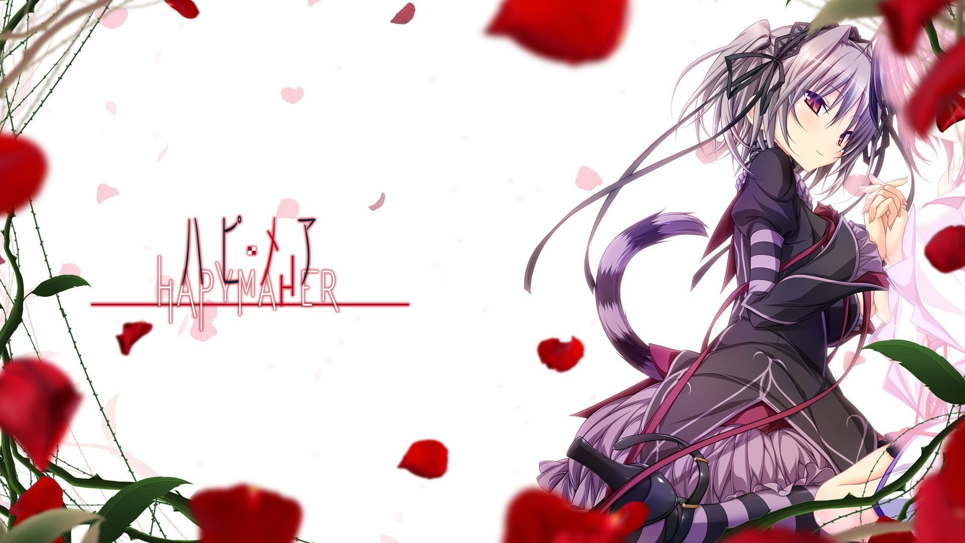 1080P, celebration, indoors, streamer, pink color, art and craft, flower, Naitou Maia, anime, red, close-up, anime girls, wall - building feature, flowering plant, HD Wallpaper
