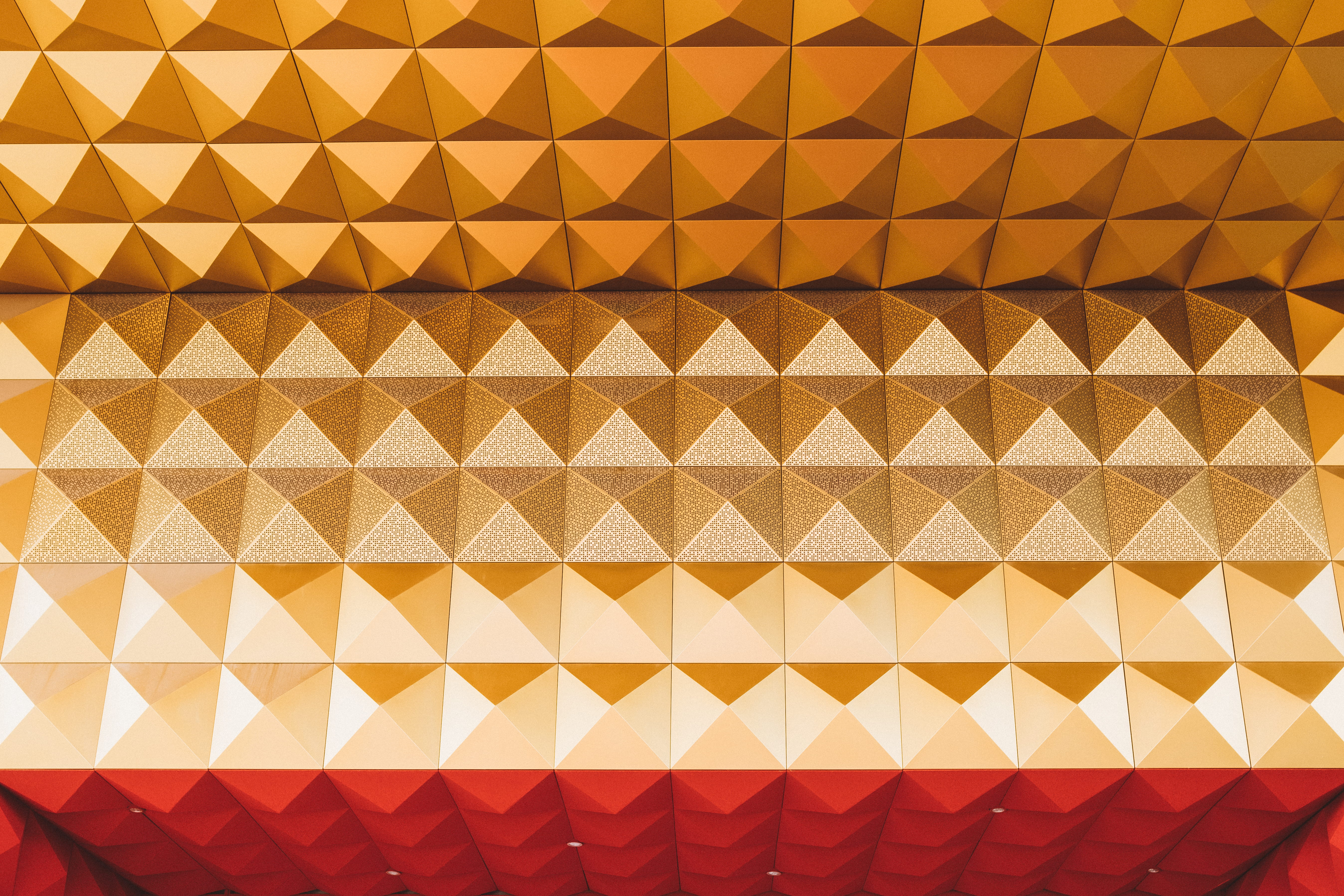roskilde, untitled, minimal, abstract, ceiling, repetition, design, no people, red, indoors, full frame, gold, denmark, architecture, shape, geometric shape, HD Wallpaper