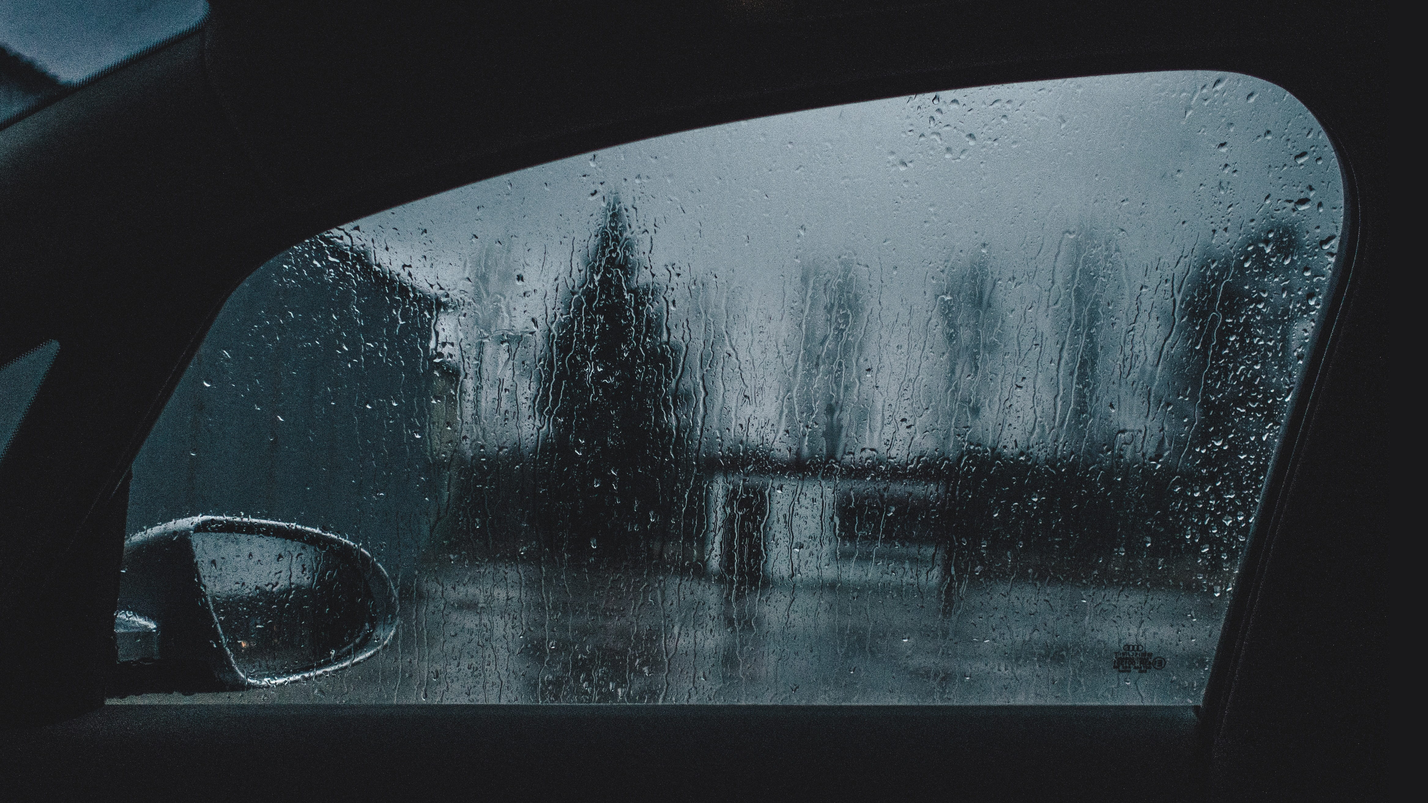 raindrop, rain drops, rain, mode of transportation, wet, water, no people, windshield, raining, motor vehicle, glass - material, car, 4K, mirror, nature, HD Wallpaper
