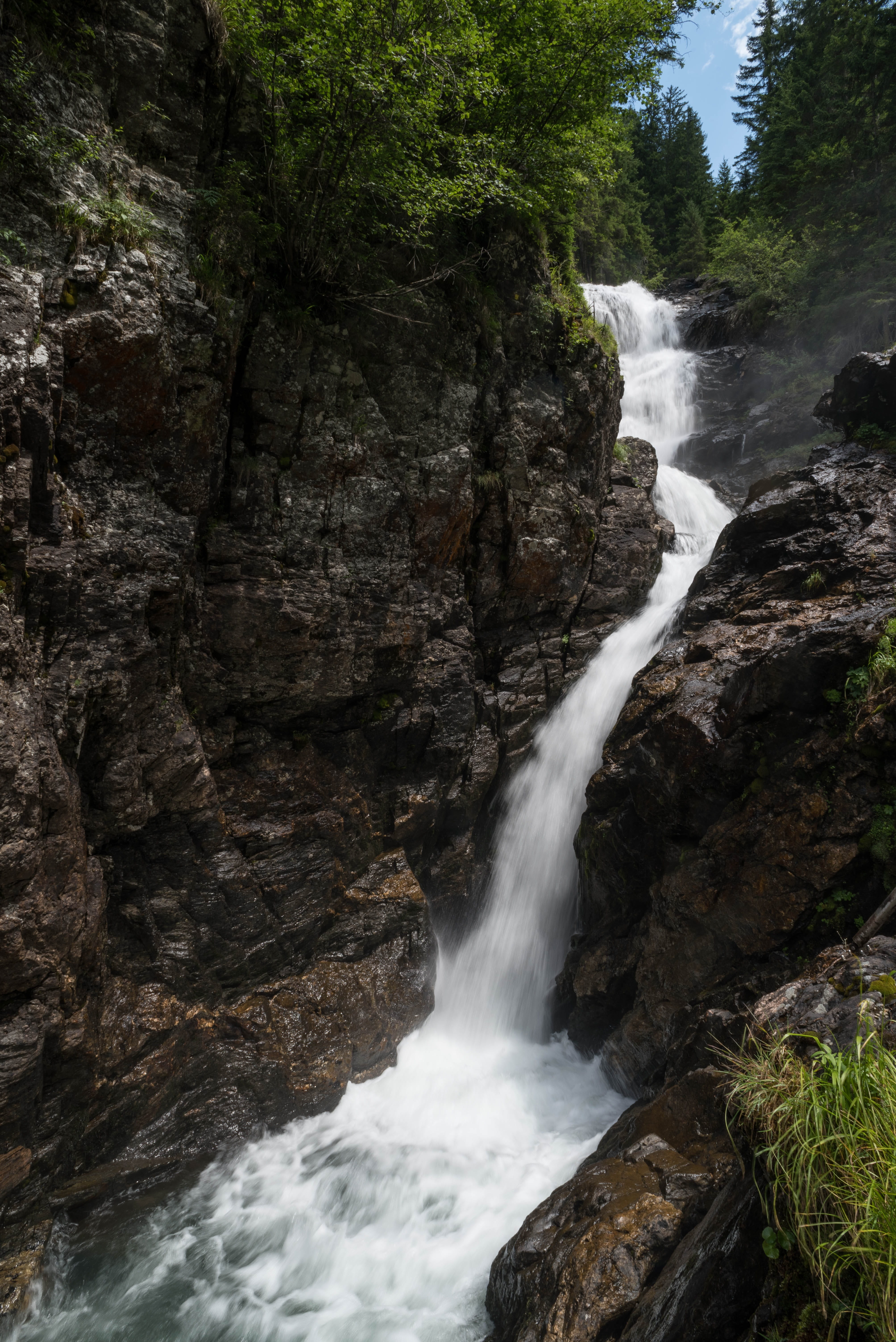 waterfalls, water running, rock - object, stones, near, beauty in nature, waters, murmur, Waterfall, Alpine, outdoors, Bach, water, cold, power, racing, Phone HD Wallpaper