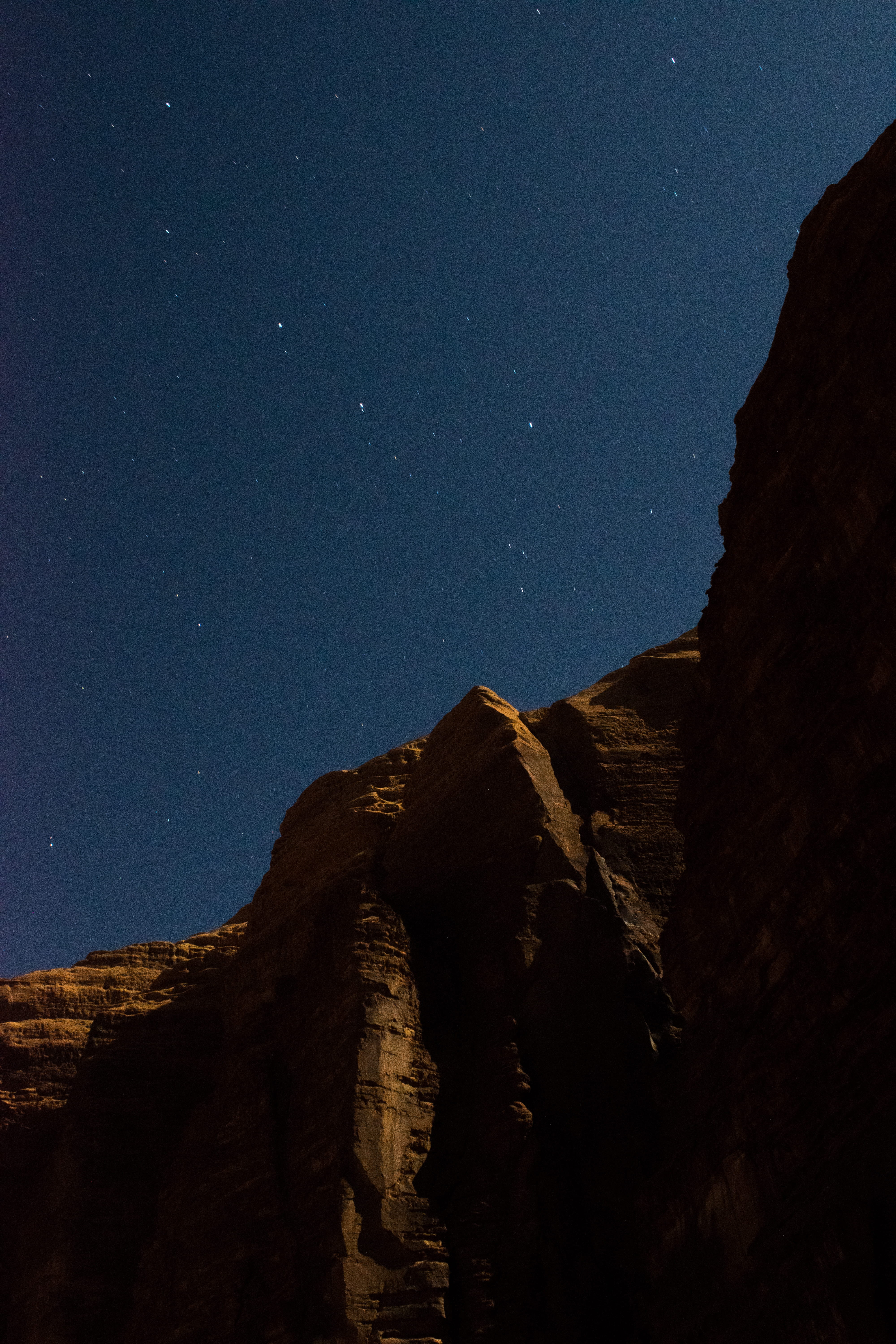 night, low angle view, camping, tranquil scene, brown, 5K, canyon, solid, outdoors, rock, rock formation, beauty in nature, sky, nature, star - space, Phone HD Wallpaper