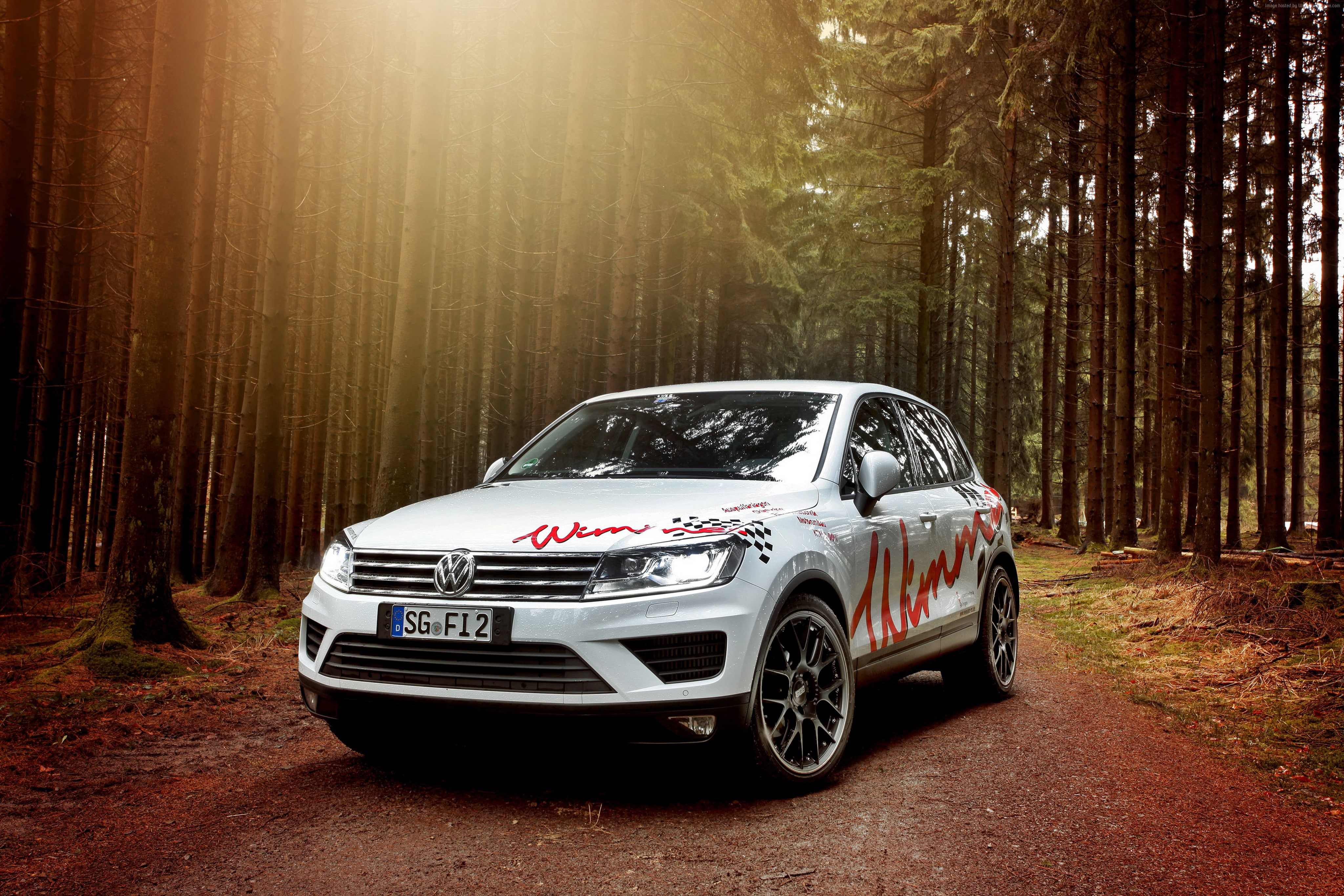 white, Wimmer RS Volkswagen Touareg, forest, 4K, wimmer, HD Wallpaper