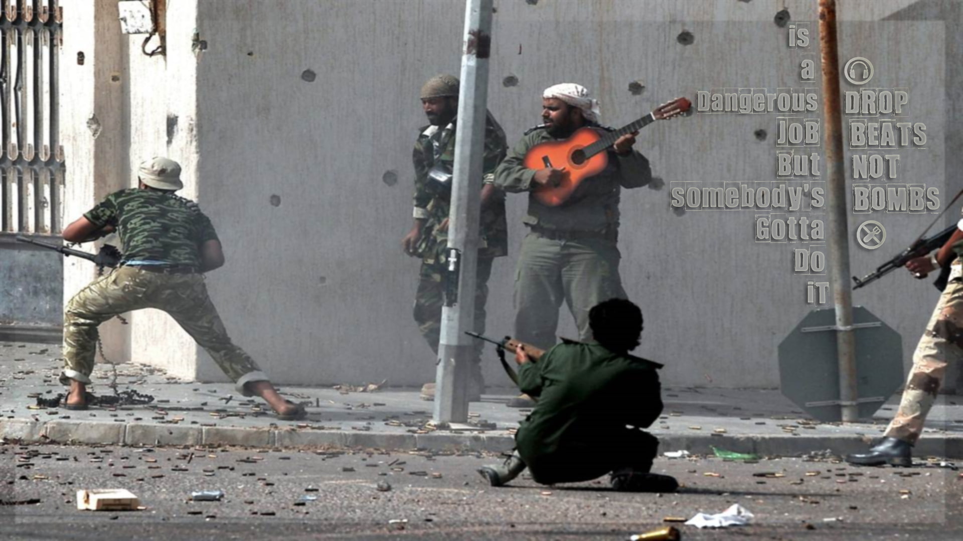 Libya, war, camouflage, 1080P, Misruta, ammunition, Guitar, HD Wallpaper