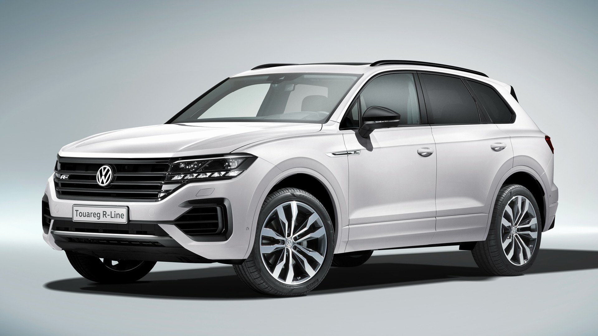 Mid-Size Car, SUV, Volkswagen, Car, Crossover Car, White Car, Luxury Car, Volkswagen Touareg R-Line, 1080P, HD Wallpaper