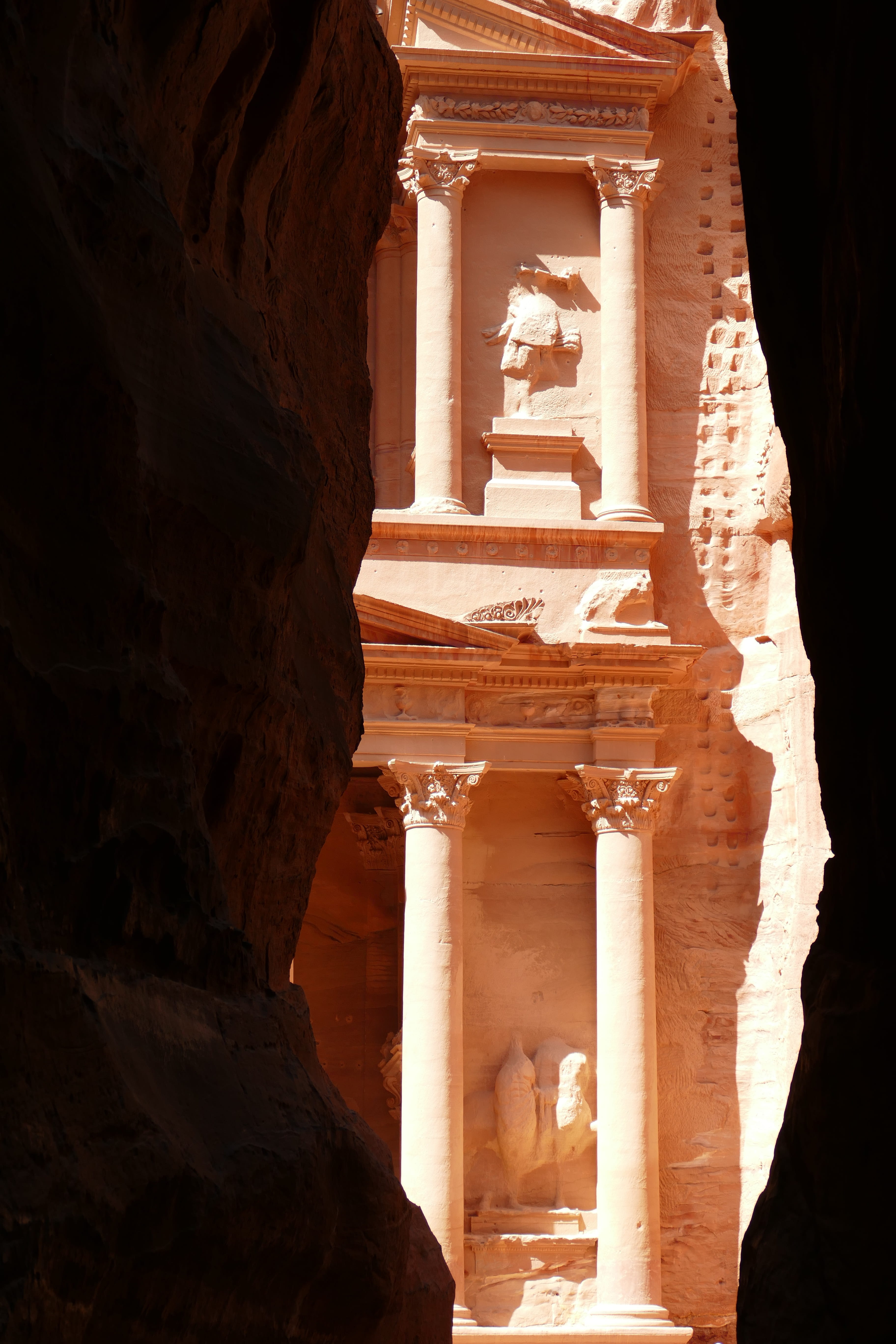 travel destinations, canyon, nabataeans, jordan, antique, history, building exterior, no people, ancient civilization, monument, siq, excavation, architecture, Phone HD Wallpaper