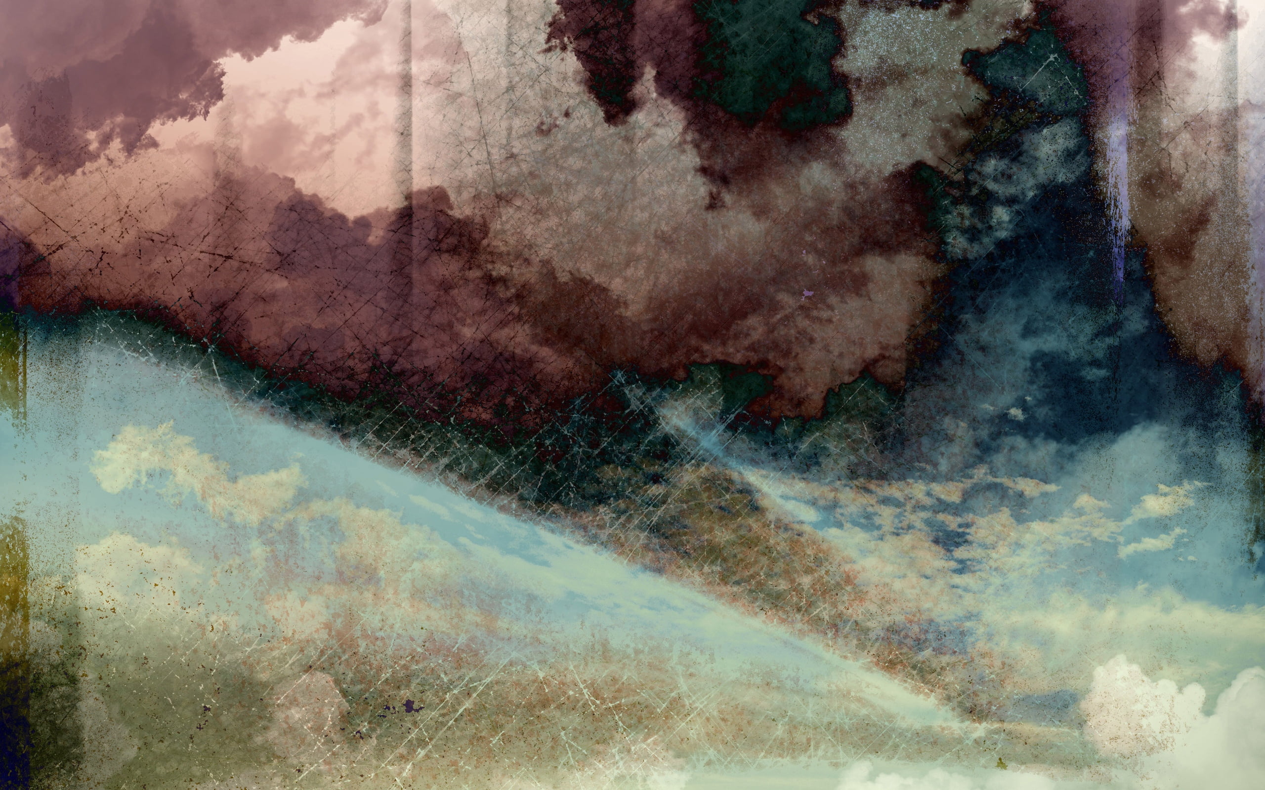 paintings, color Image, outdoors, design, paint, blue, pattern, sky, damaged, abstract, dirty, weathered, art and craft, textured Effect, messy, painted Image, HD Wallpaper