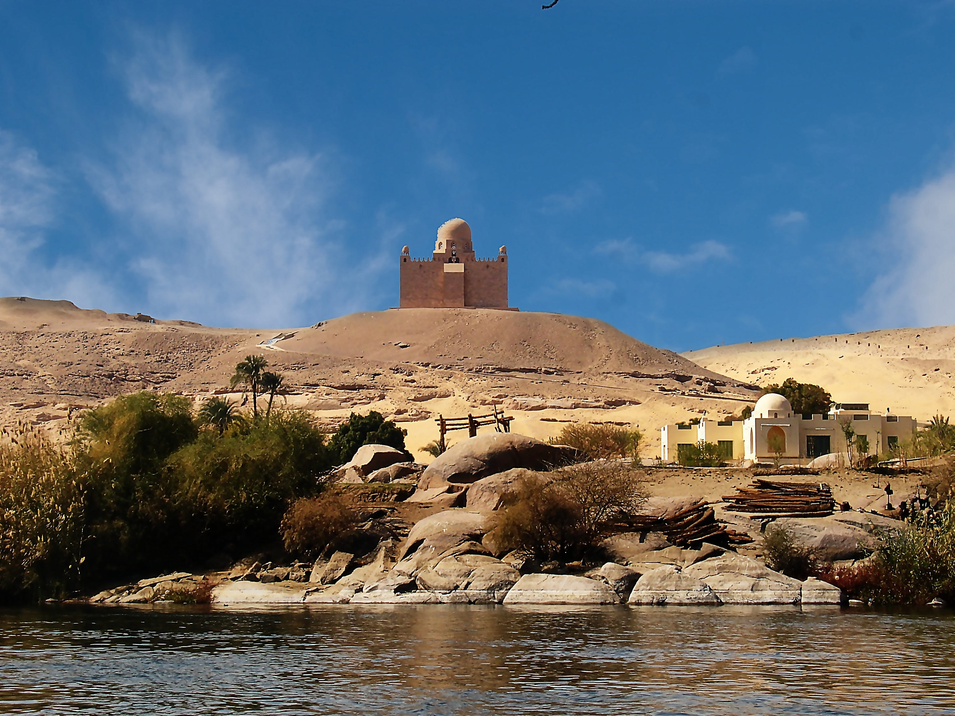daytime, plant, cloud - sky, brown, tomb, aga kan, outdoors, nile, brick, mosque, solid, the past, desert, history, religion, ancient civilization, egypt, HD Wallpaper