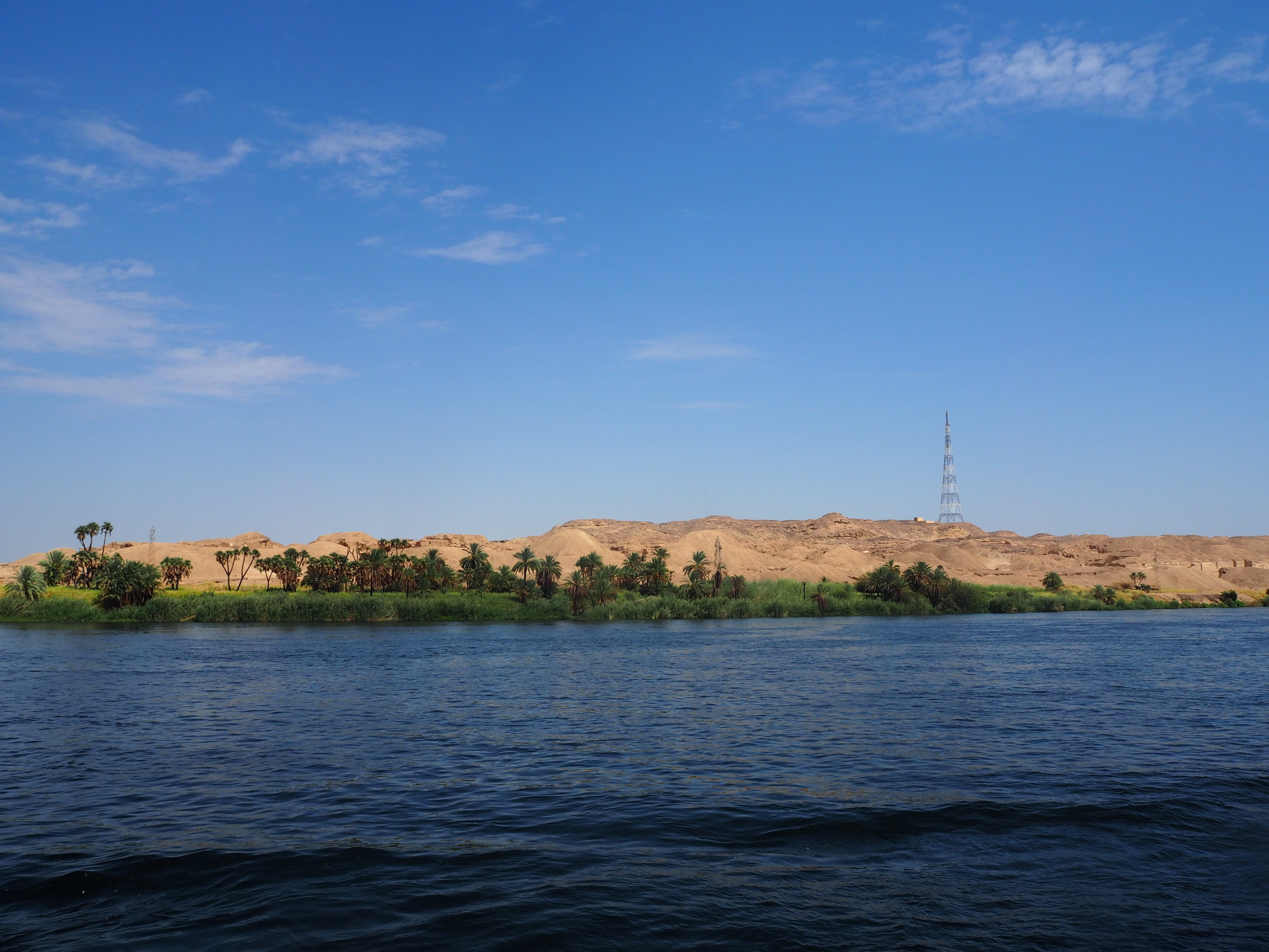 sea, beauty in nature, waterfront, the nile, day, tranquility, aswan, water, 4K, plant, egypt, luxor, blue, architecture, outdoors, nature, land, no people, HD Wallpaper