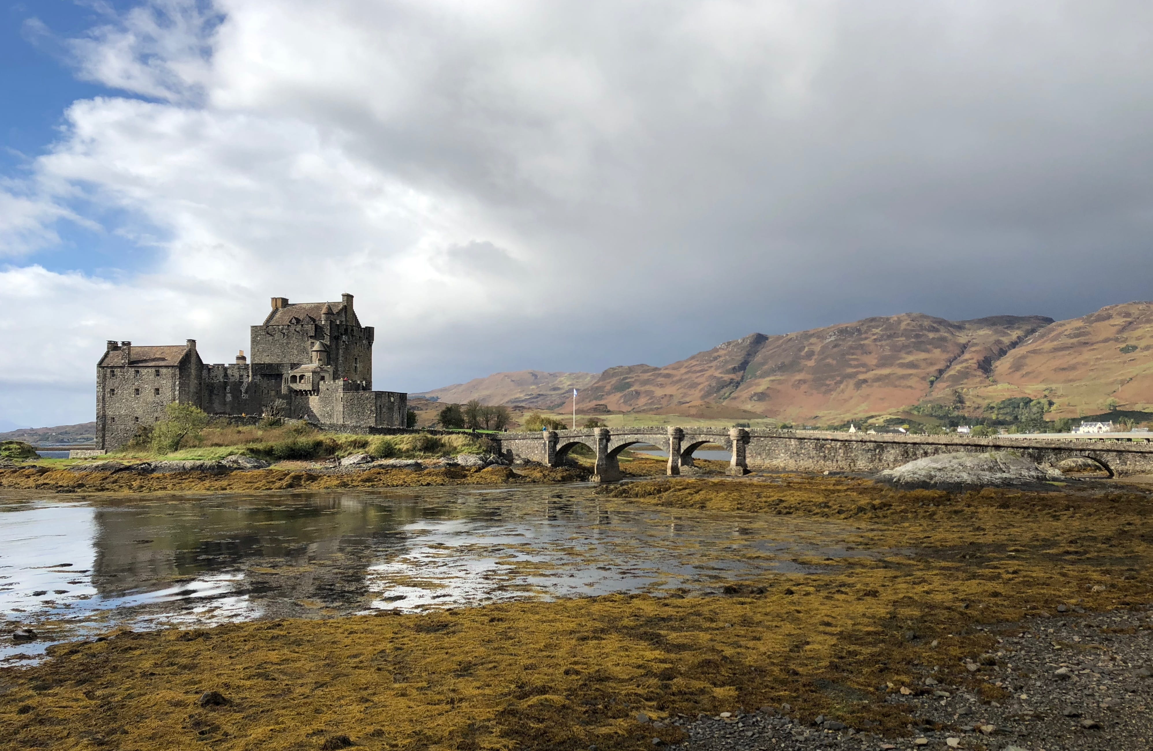 bridge, sky, river, built structure, building exterior, cloud - sky, historically, history, travel destinations, land, landmark, 4K, water, building, castle, HD Wallpaper