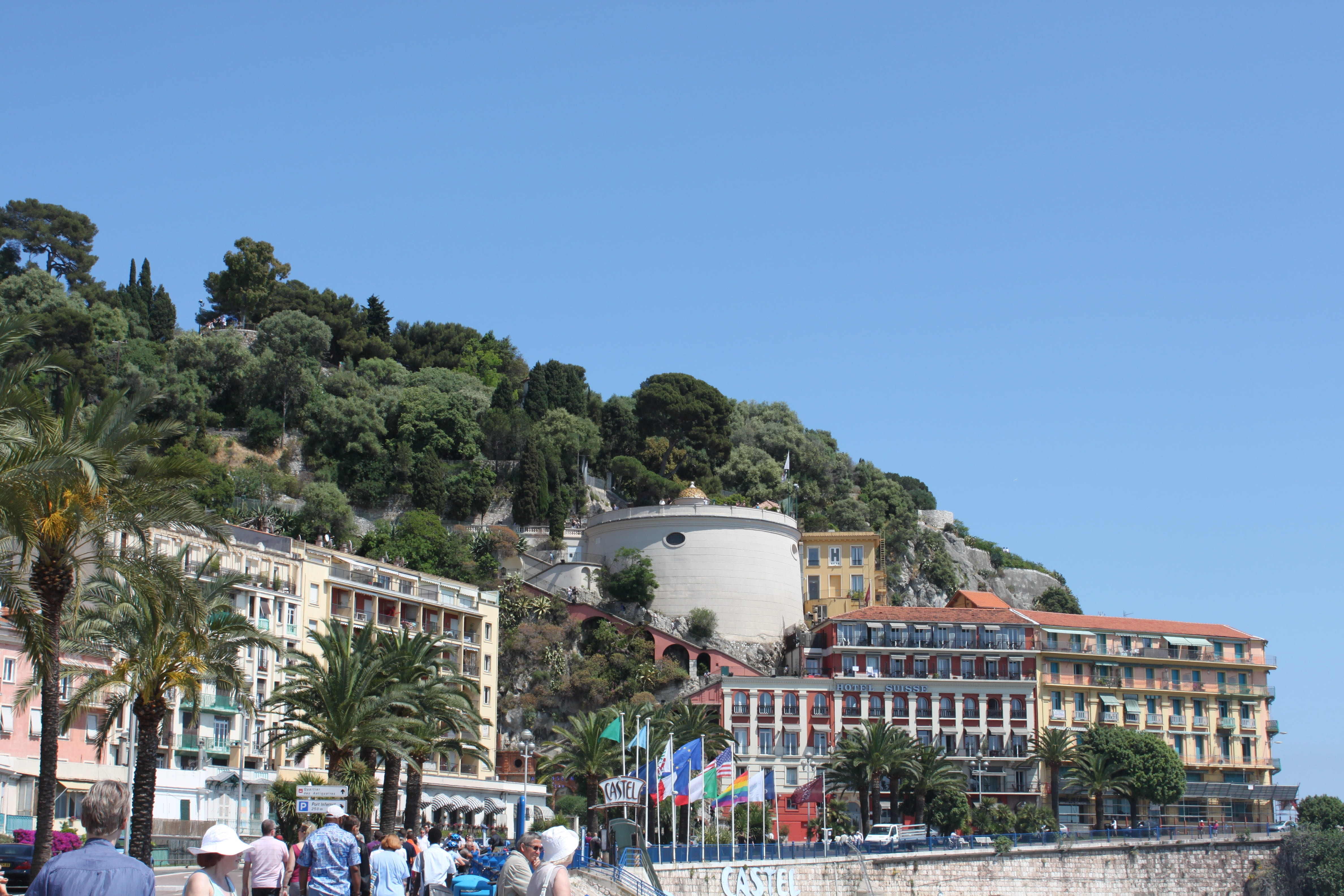 sky, people, water, city, architecture, cote dazur, clear sky, holiday, travel destinations, built structure, crowd, sea, group of people, outdoors, tourism, HD Wallpaper