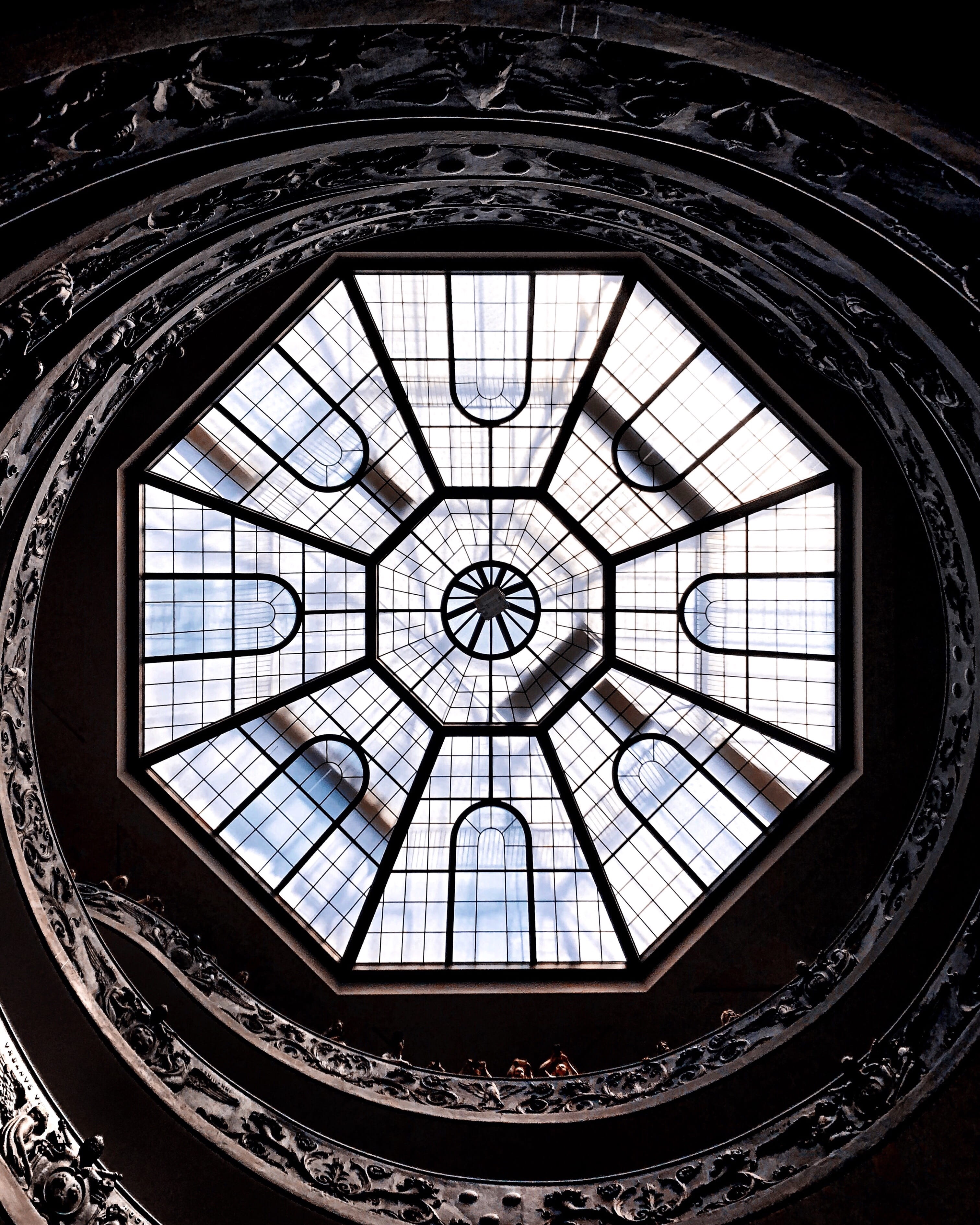 pattern, built structure, Shot on iPhone, window, concentric, Vatican City, Roof, low angle view, Rome, geometric shape, architecture and art, Historical, Phone HD Wallpaper