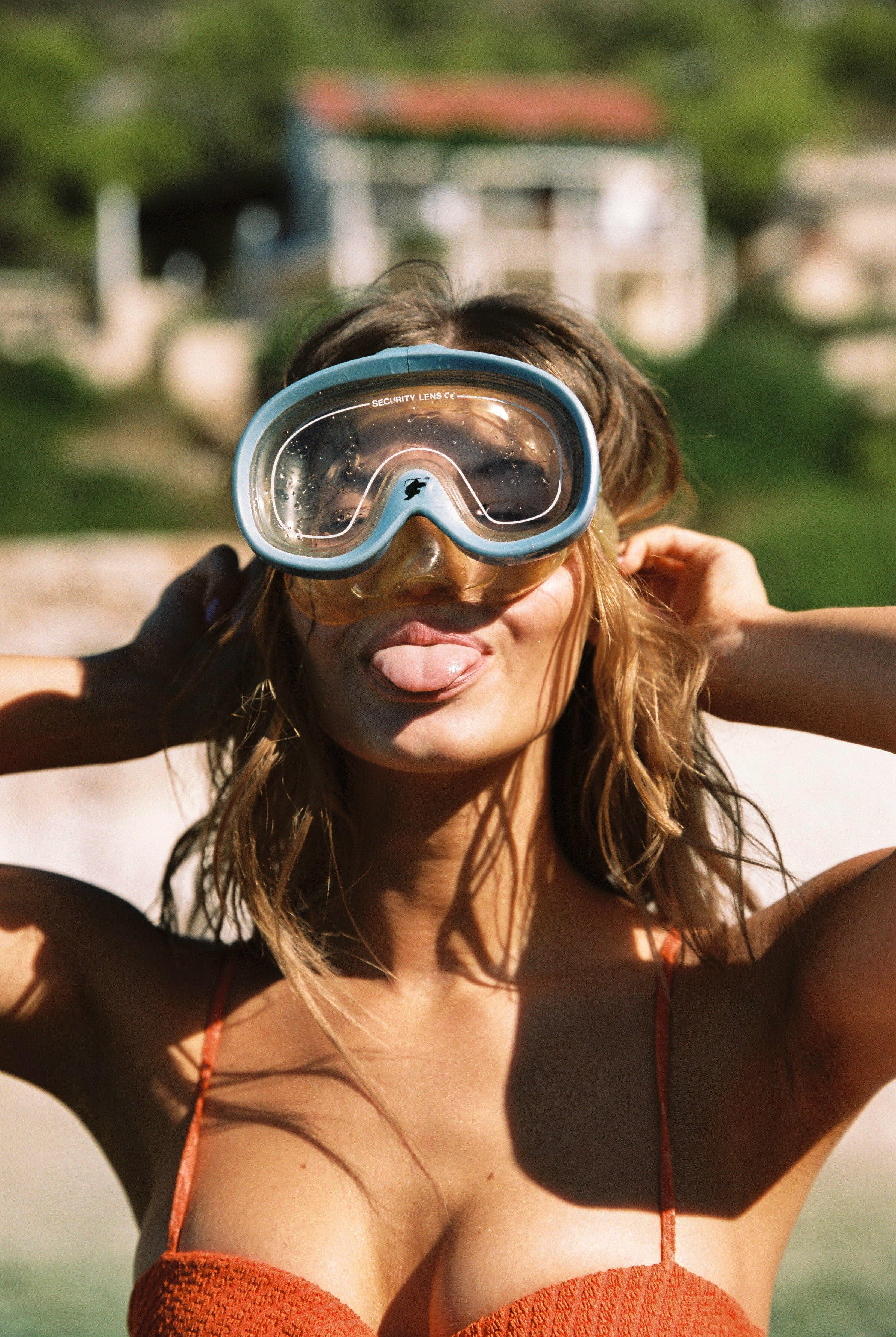 Kate Li, swimwear, 2K, brunette, goggles, Phone HD Wallpaper