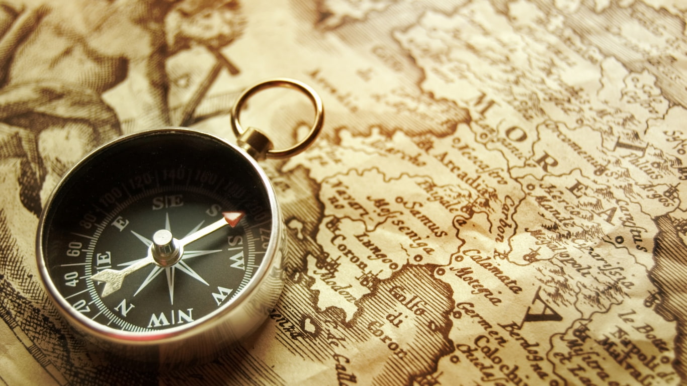 treasure, adventure, map, rose, compass, 720P, HD Wallpaper