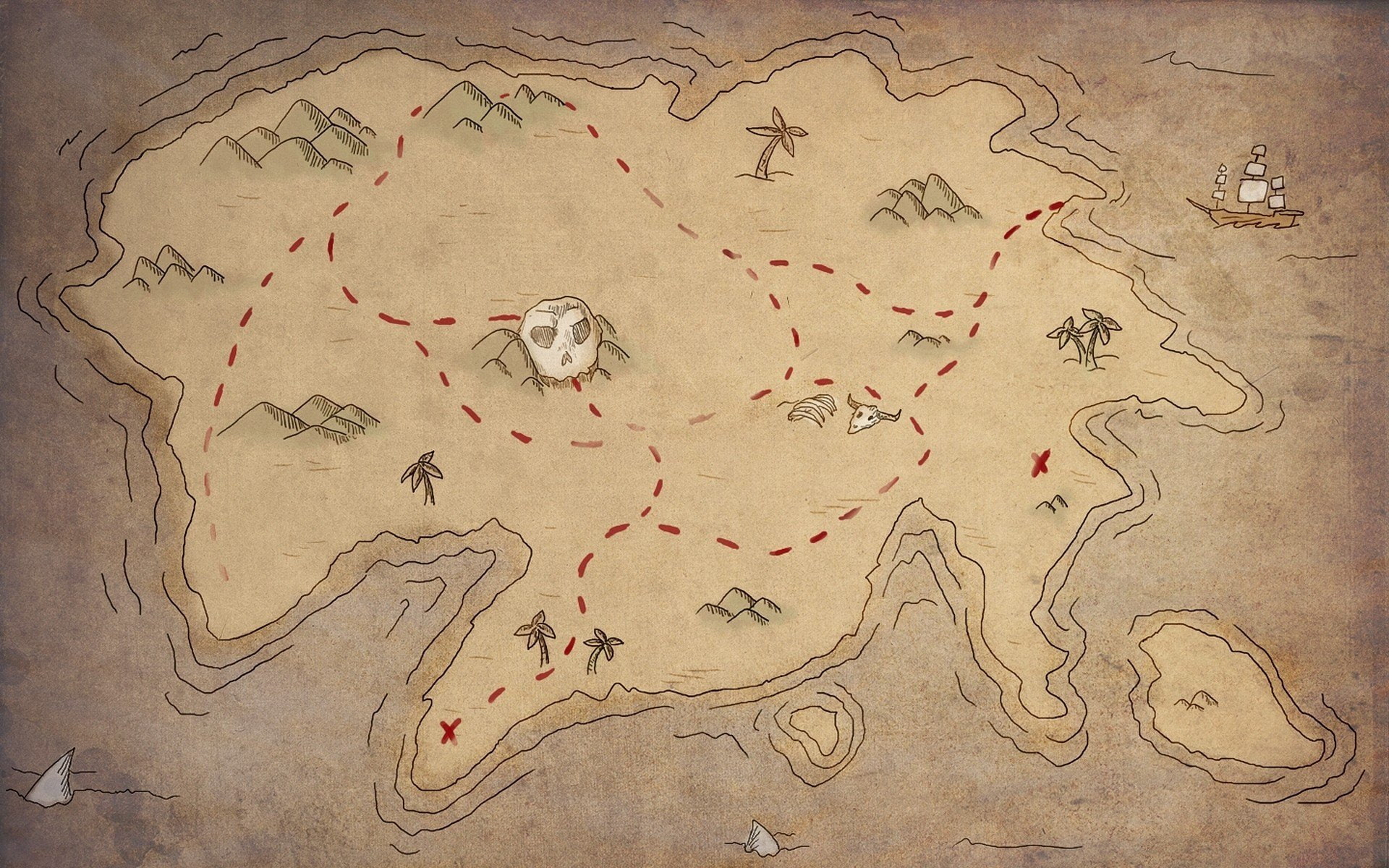 Treasure, map, 1080P, HD Wallpaper