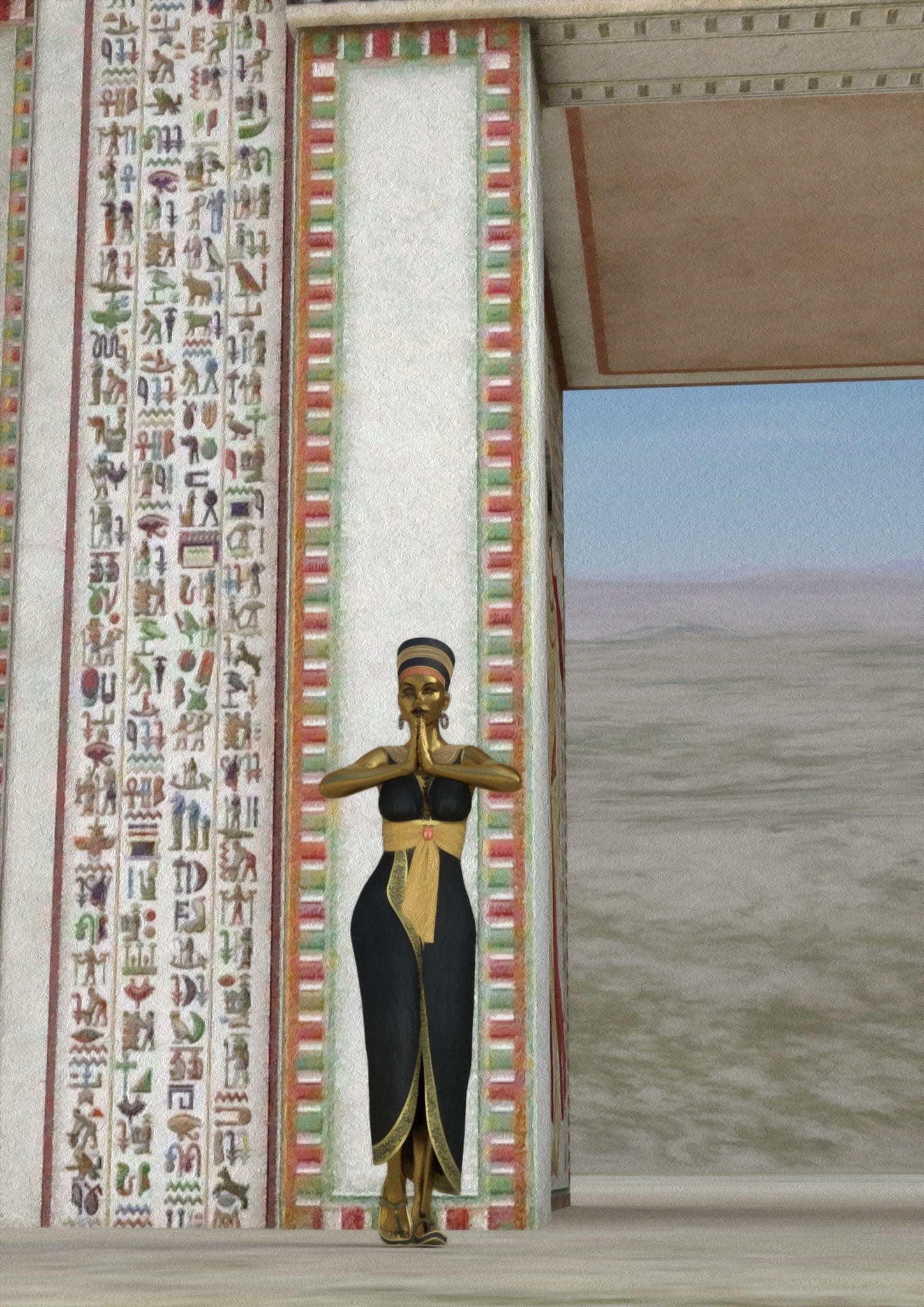1080P, no people, day, art and craft, craft, spirituality, statue, woman, built structure, hieroglyphs, wall - building feature, building, sculpture, male likeness, Phone HD Wallpaper