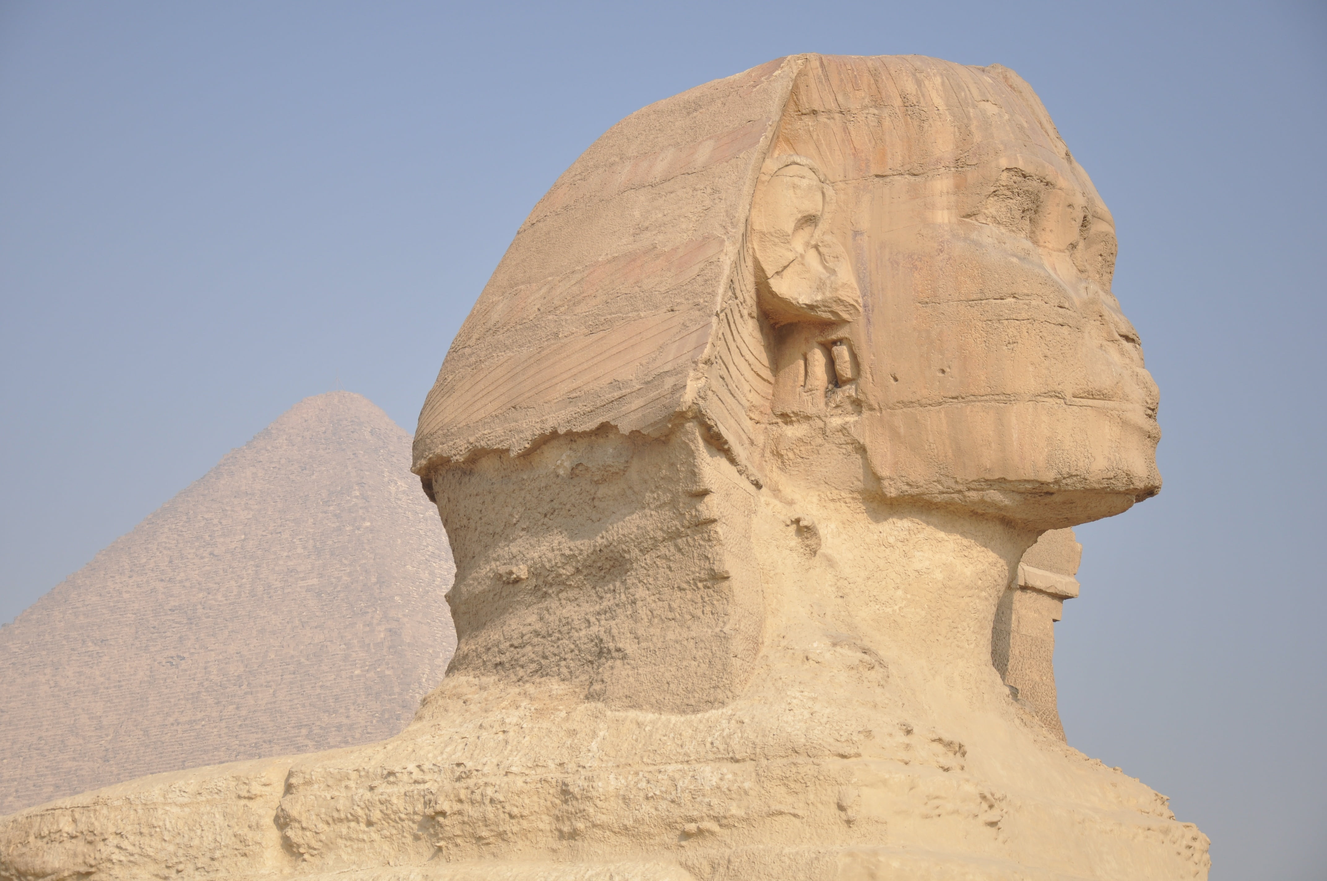 ancient, no people, travel, the past, nile, travel destinations, land, archaeology, cairo, craft, clear sky, history, giza, pharaoh, representation, sphinx, HD Wallpaper