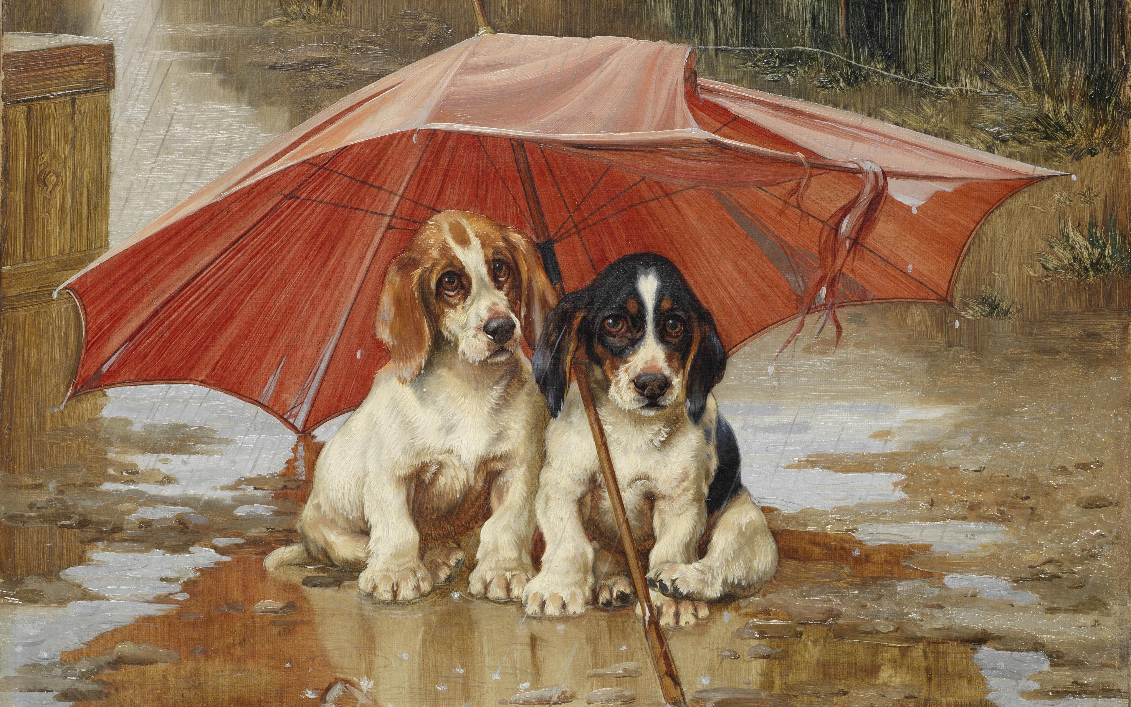 William Henry Hamilton Trood, Wait until the clouds, William Henry Hamilton Work, 1893, Wait til the clouds roll by, oil on canvas, 4K, British painter, HD Wallpaper