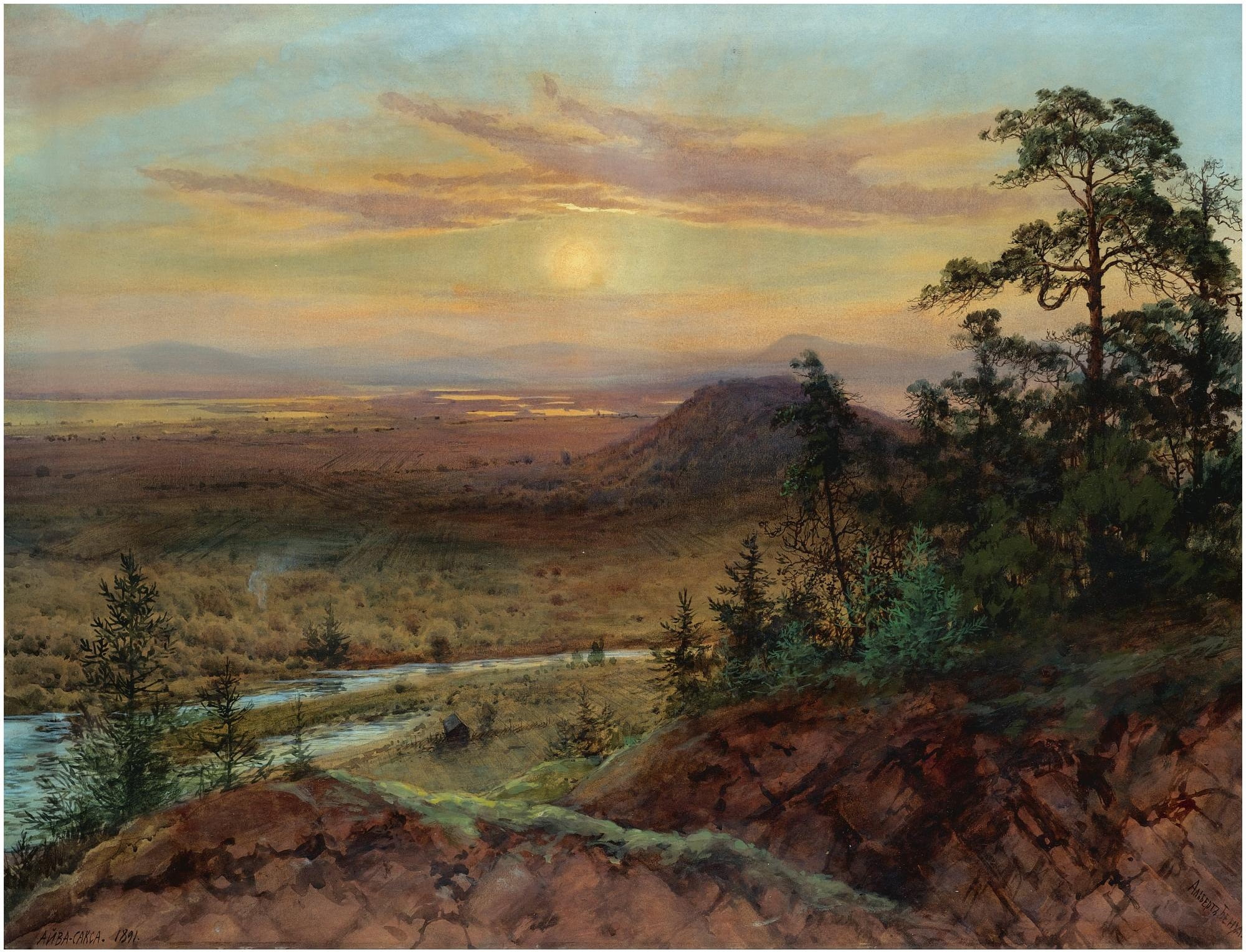 VIEW OF AIVA-SAKSA, 1080P, watercolour on paper laid down, 1891, Albert Nikolaevich Benois, HD Wallpaper