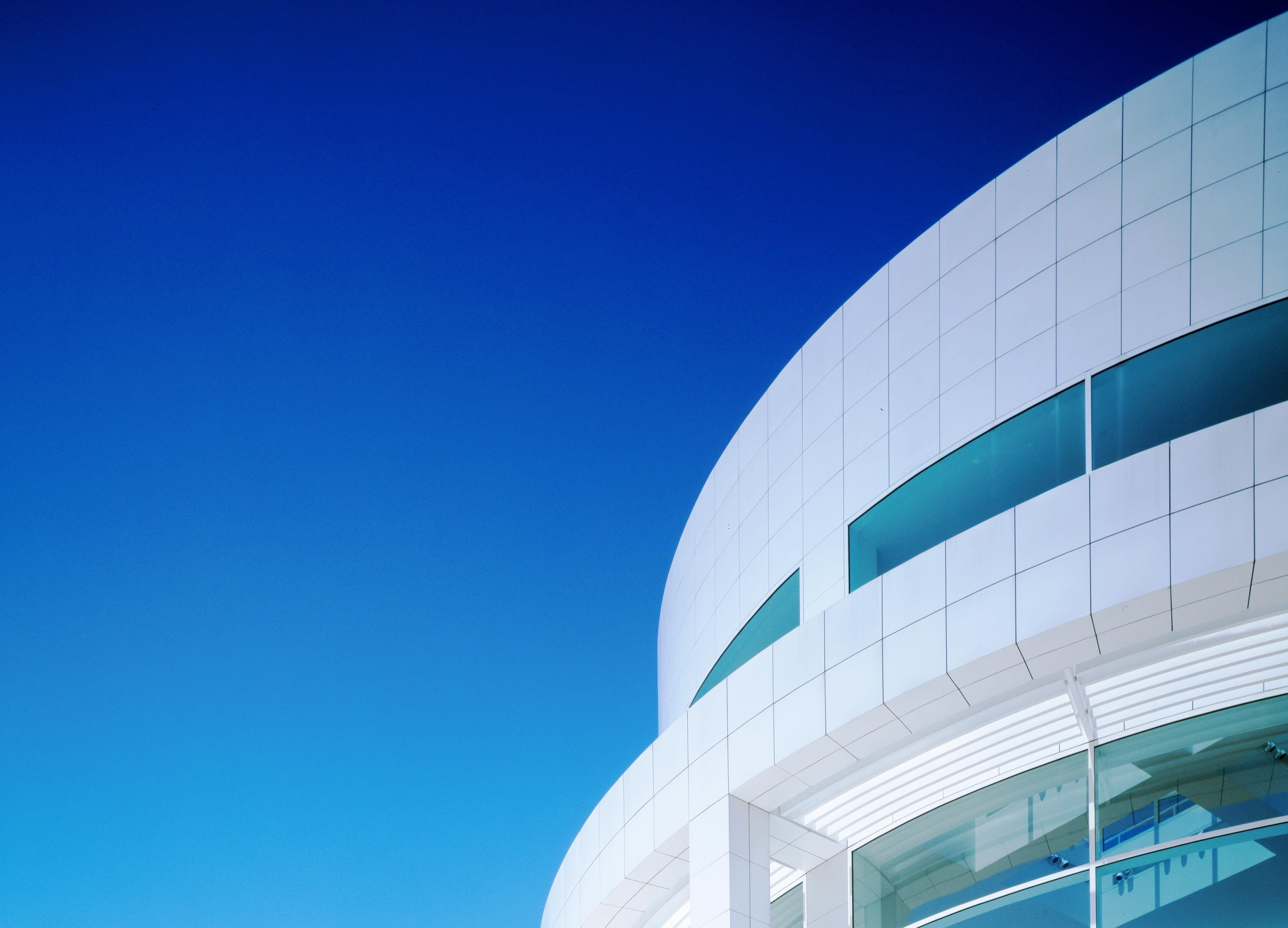 outdoors, building, nature, modern, copy space, 4K, city, art museum, clear sky, carol m highsmith, architecture, architecture And Buildings, low angle view, HD Wallpaper