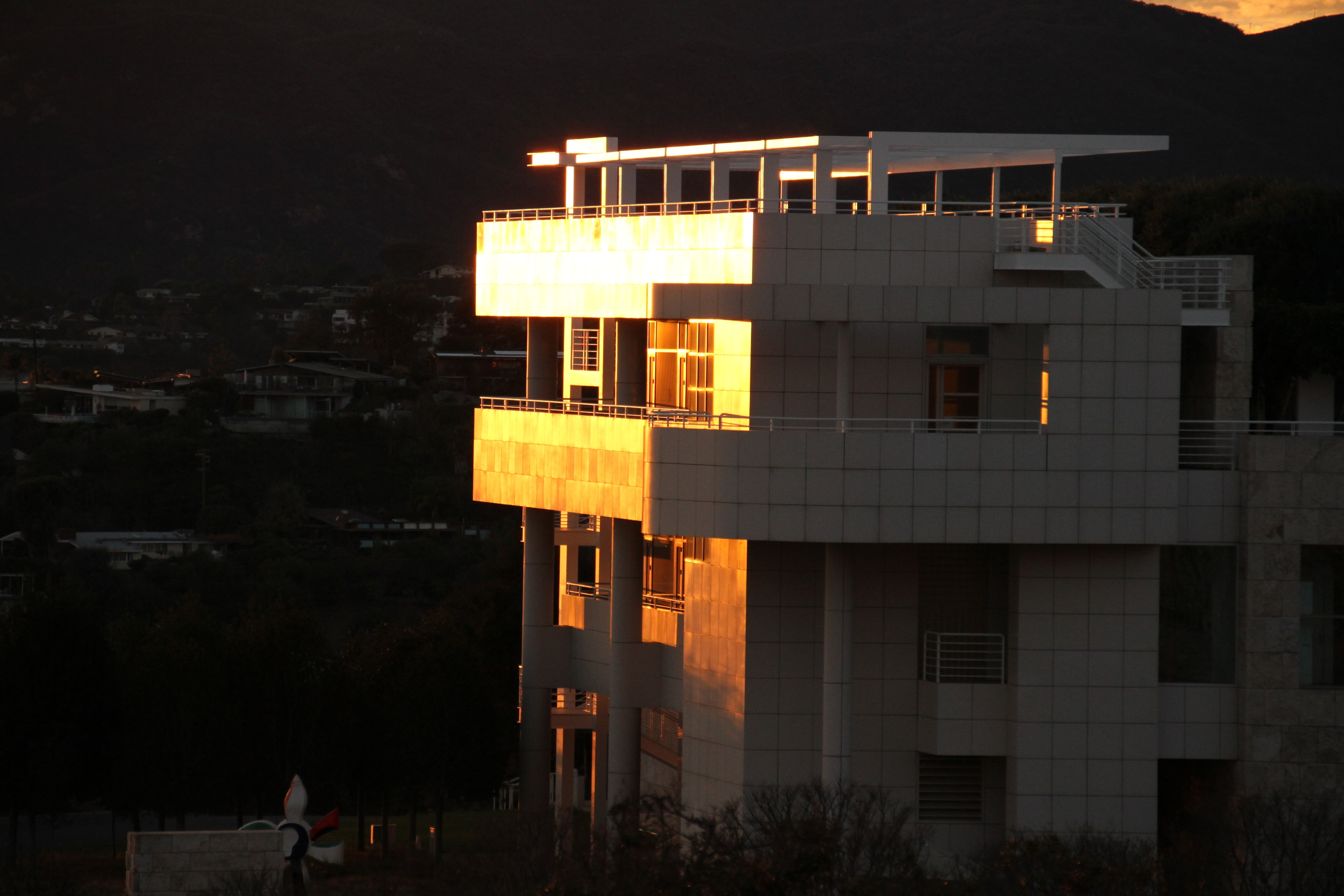 nature, city, no people, illuminated, sky, communication, california, reflection, design, building exterior, outdoors, night, getty center, 5K, exterior, HD Wallpaper