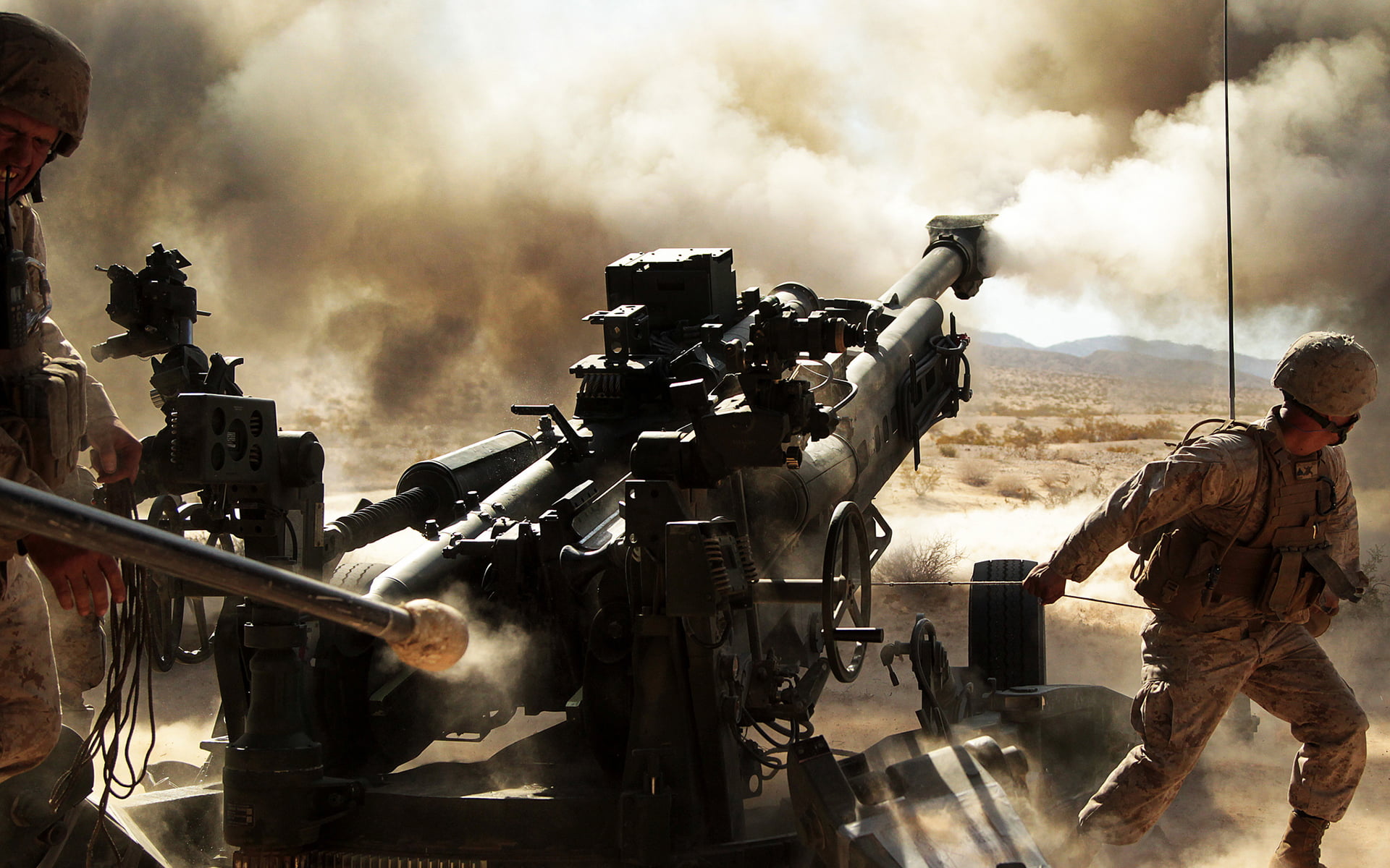 people, aiming, fire, group of people, weapon, government, army soldier, armed forces, military, gun, soldier, cannon, adult, machinery, uniform, nature, HD Wallpaper