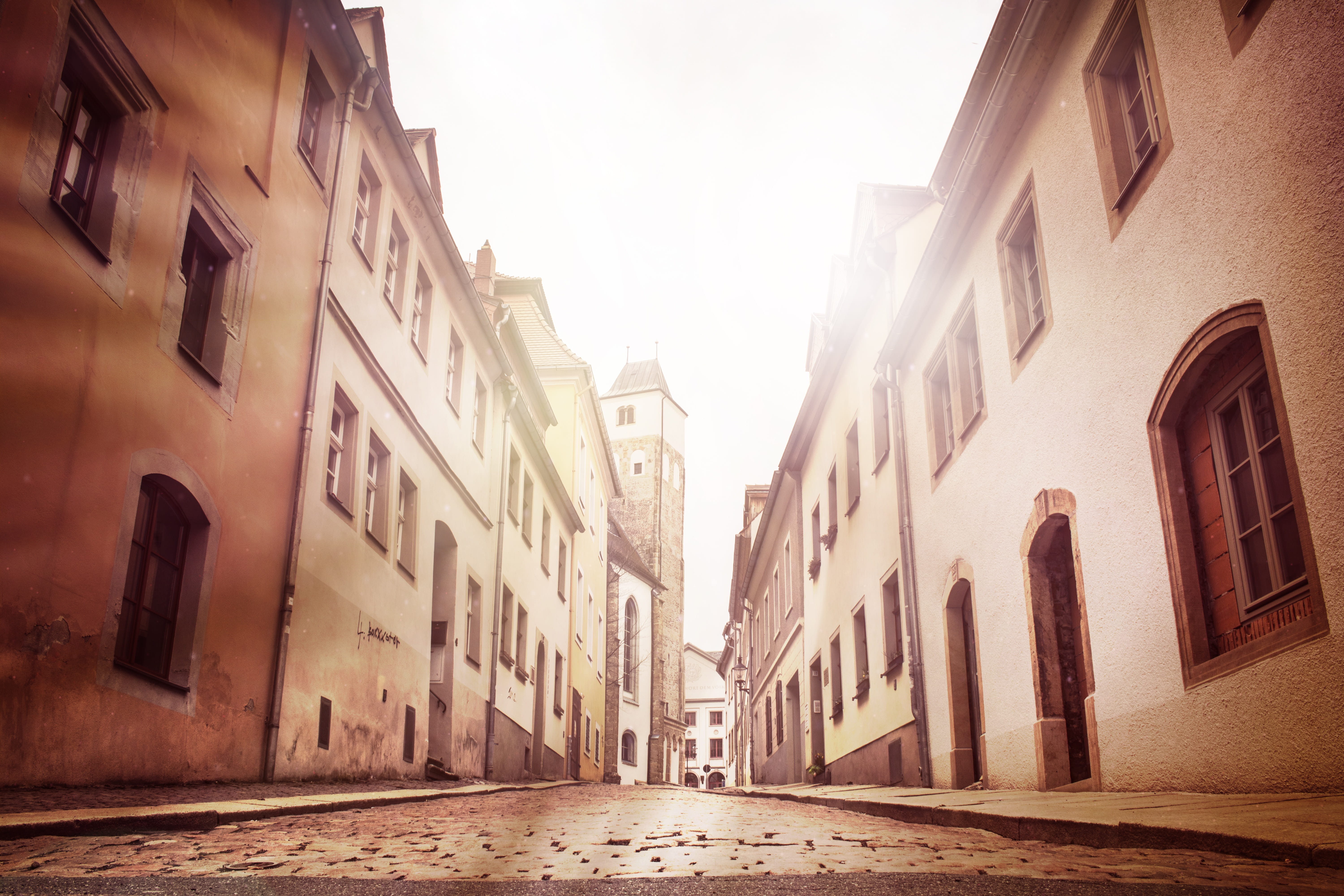 street, the past, residential district, freiberg, outdoors, mountain town, mood, nature, road, day, historically, saxony, sky, places of interest, silver, HD Wallpaper