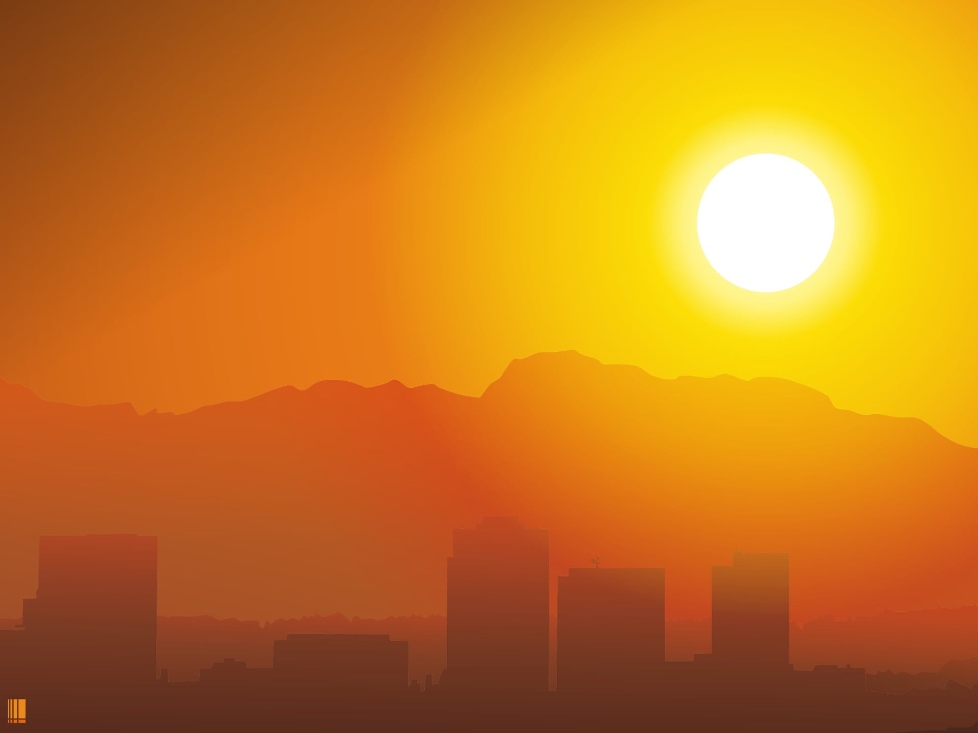 buildings, scenics - nature, silhouette, orange color, yellow, landscape, no people, outdoors, building, sky, sunlight, sunset, 1080P, romantic sky, HD Wallpaper