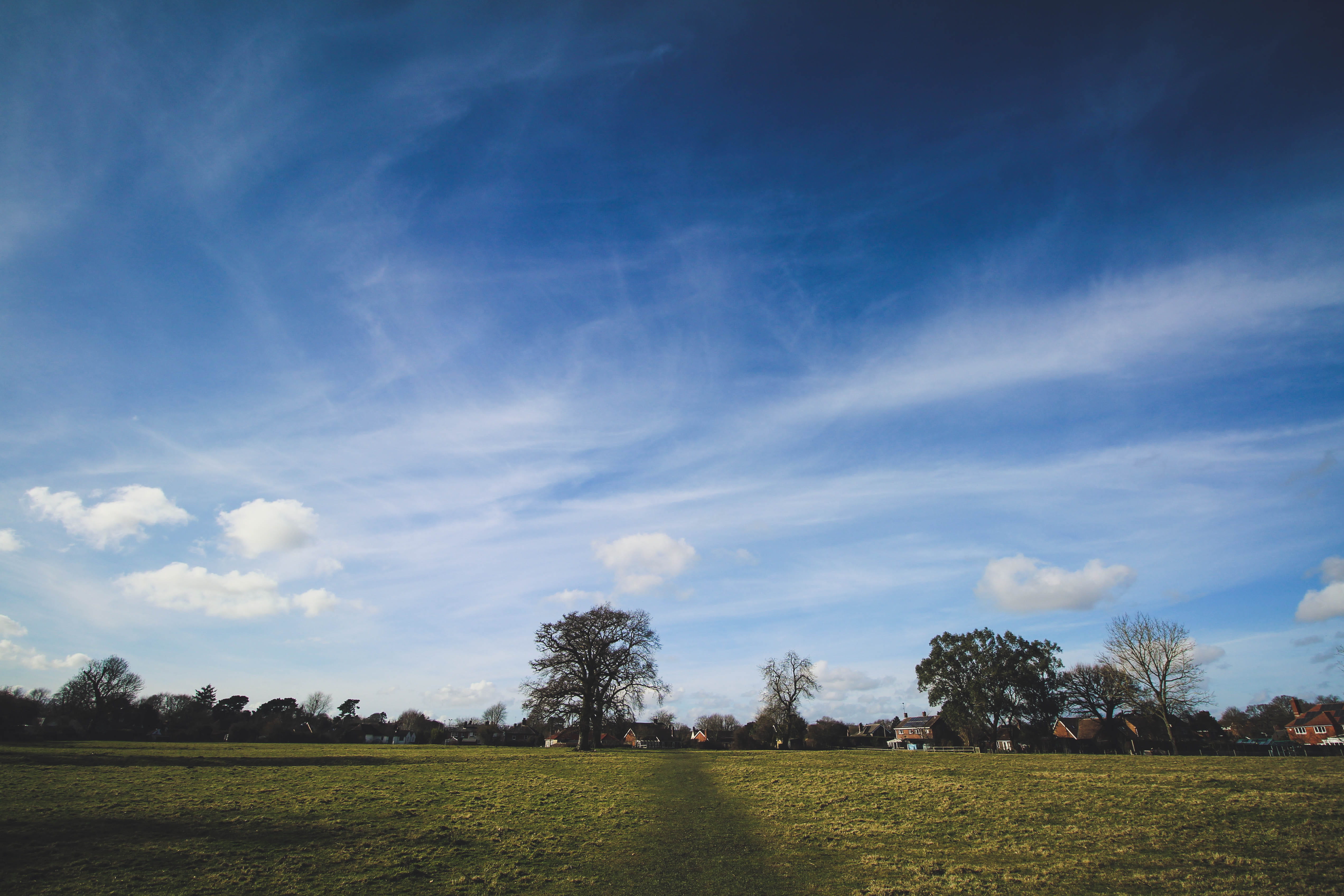 sky, outdoors, idyllic, green color, day, tranquil scene, beauty in nature, 4K, cloud - sky, no people, non-urban scene, plant, blue, tranquility, nature, HD Wallpaper