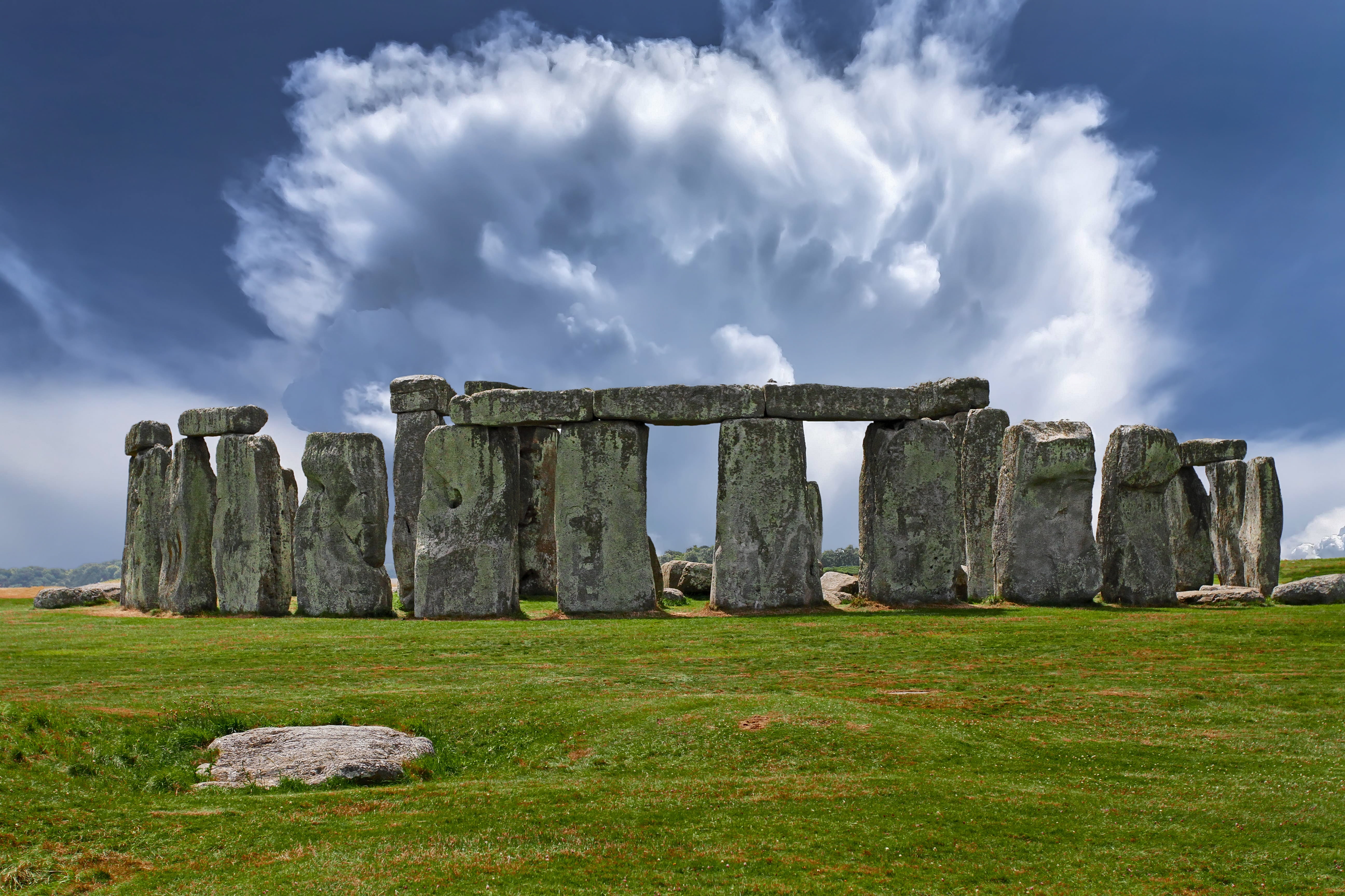 old ruin, landscape, cloud - sky, built structure, tourism, land, stone material, air, travel, ancient, sky, stonehenge, monument, history, outdoors, united kingdom, HD Wallpaper