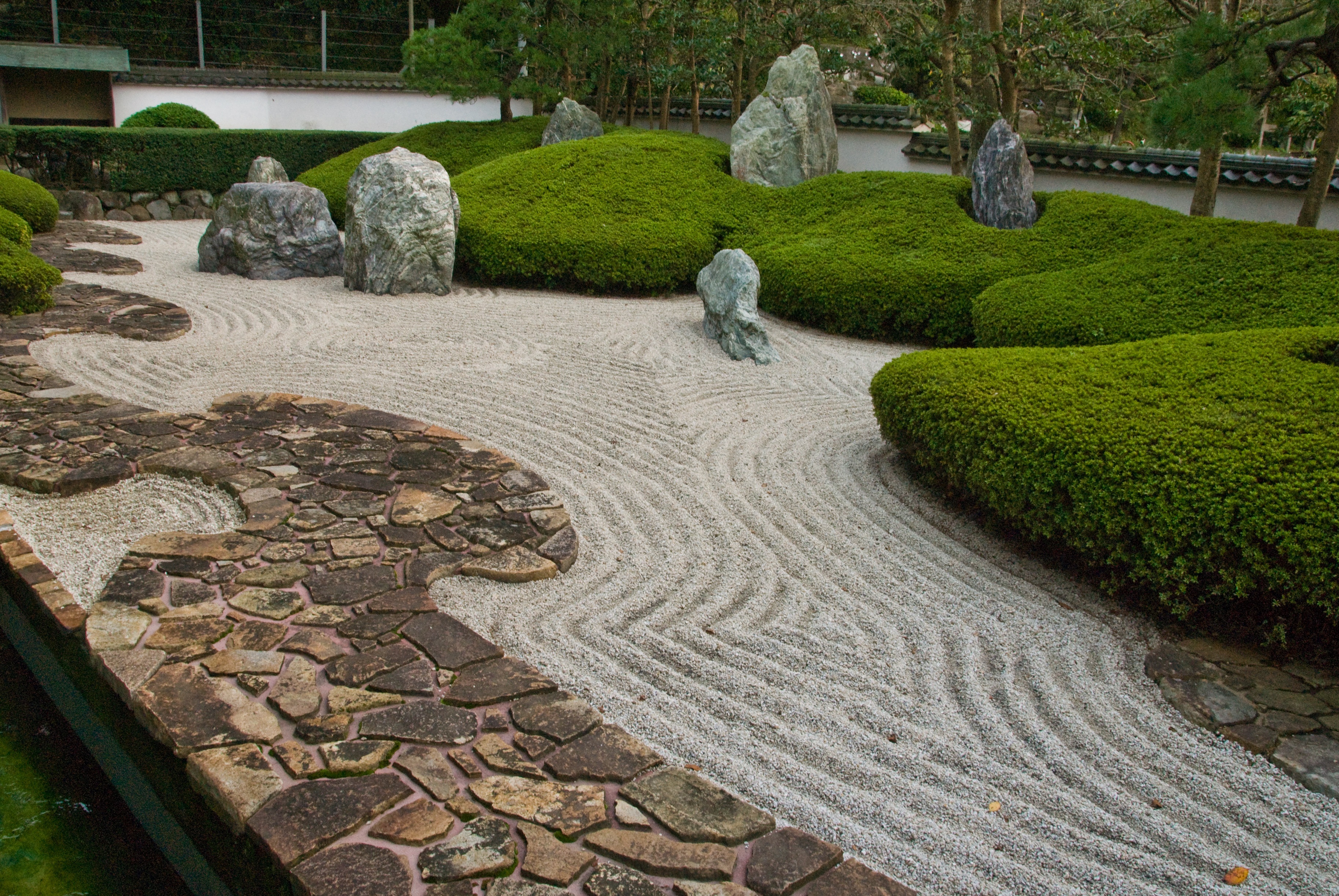 rock, plant, landscape, komyoji, dry, stone, park, day, tree, leafed, grass, peaceful, one person, plants, architecture, nature, green, paving stone, green color, HD Wallpaper