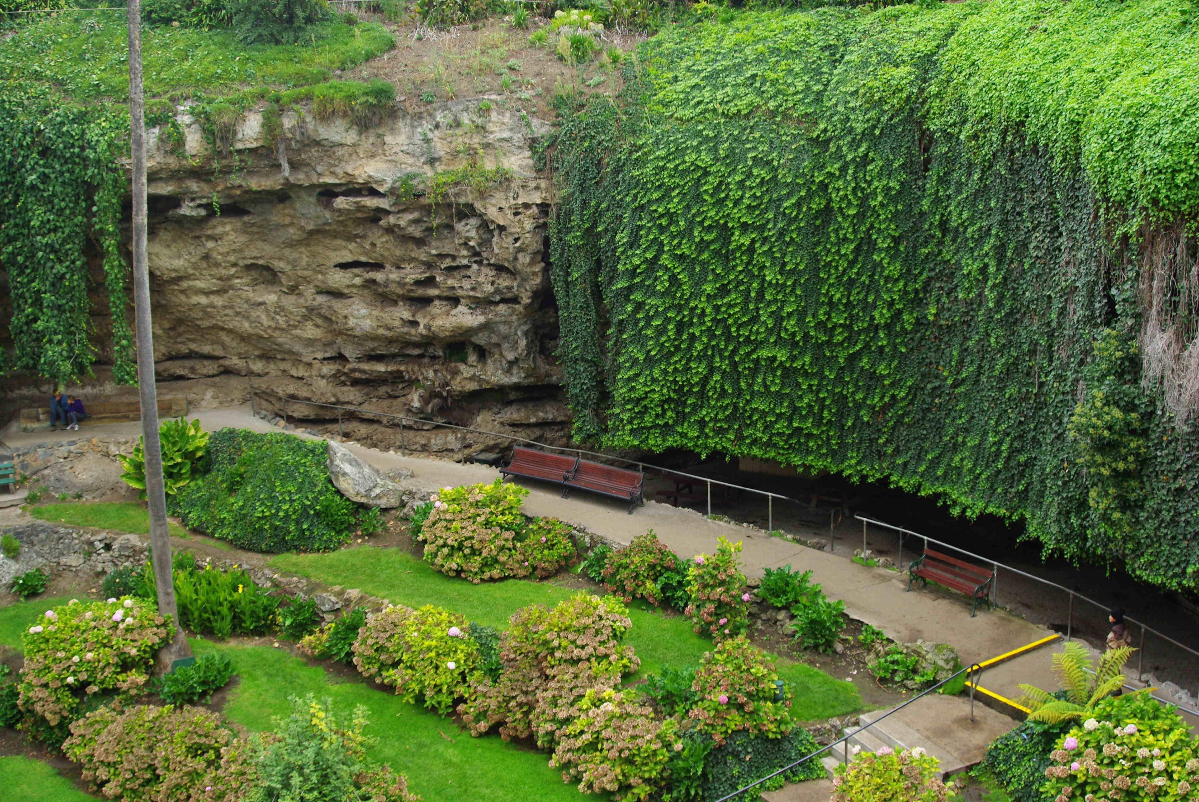 green color, grass, green, architecture, sink hole, nature, high angle view, growth, built structure, lush foliage, park, land, 4K, old, plant, wall, stone wall, HD Wallpaper
