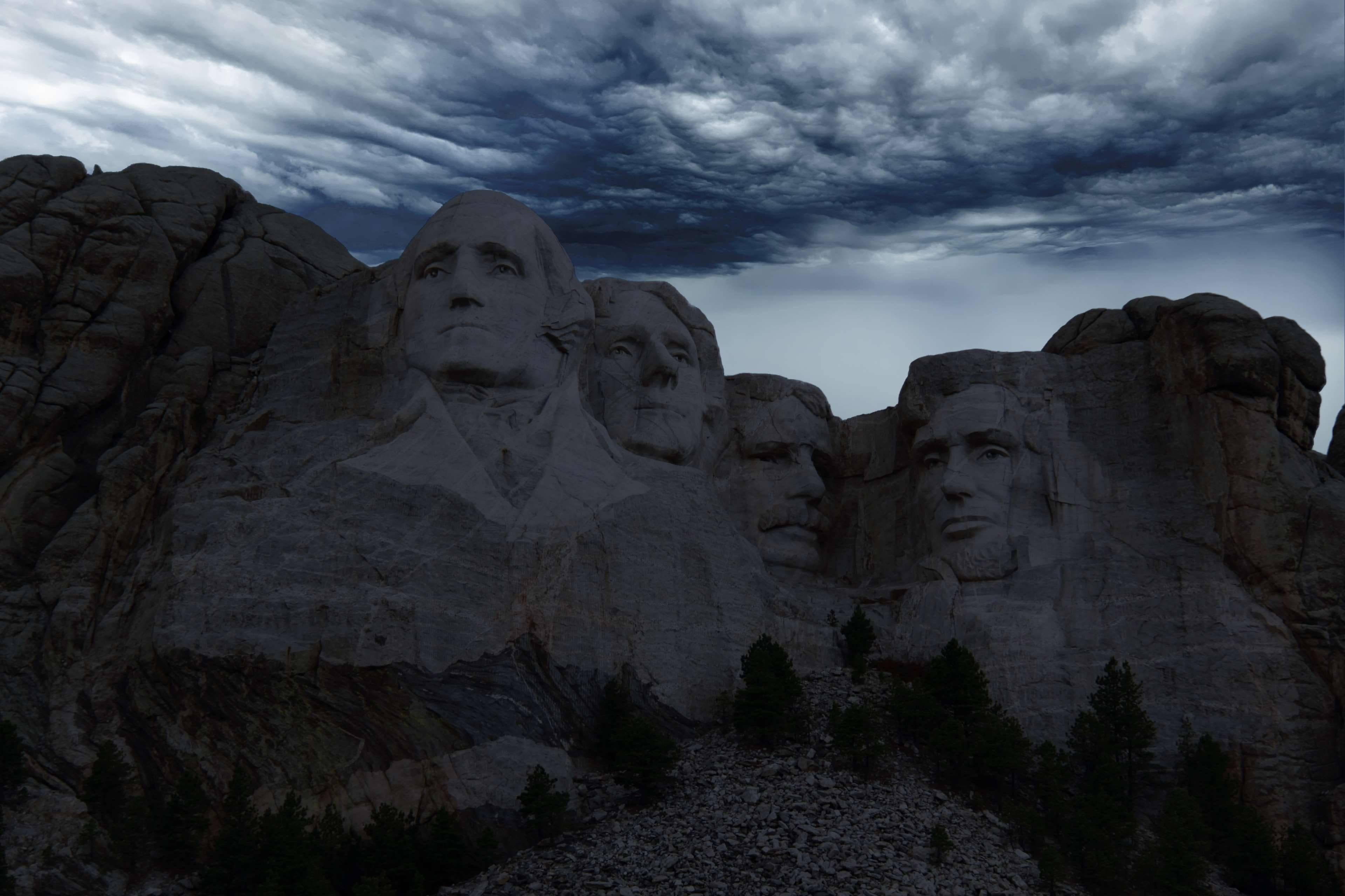 architecture, rock - object, low angle view, usa, rock formation, rushmore, national, travel, overcast, nature, sky, cloud - sky, 4K, landmark, art and craft, HD Wallpaper