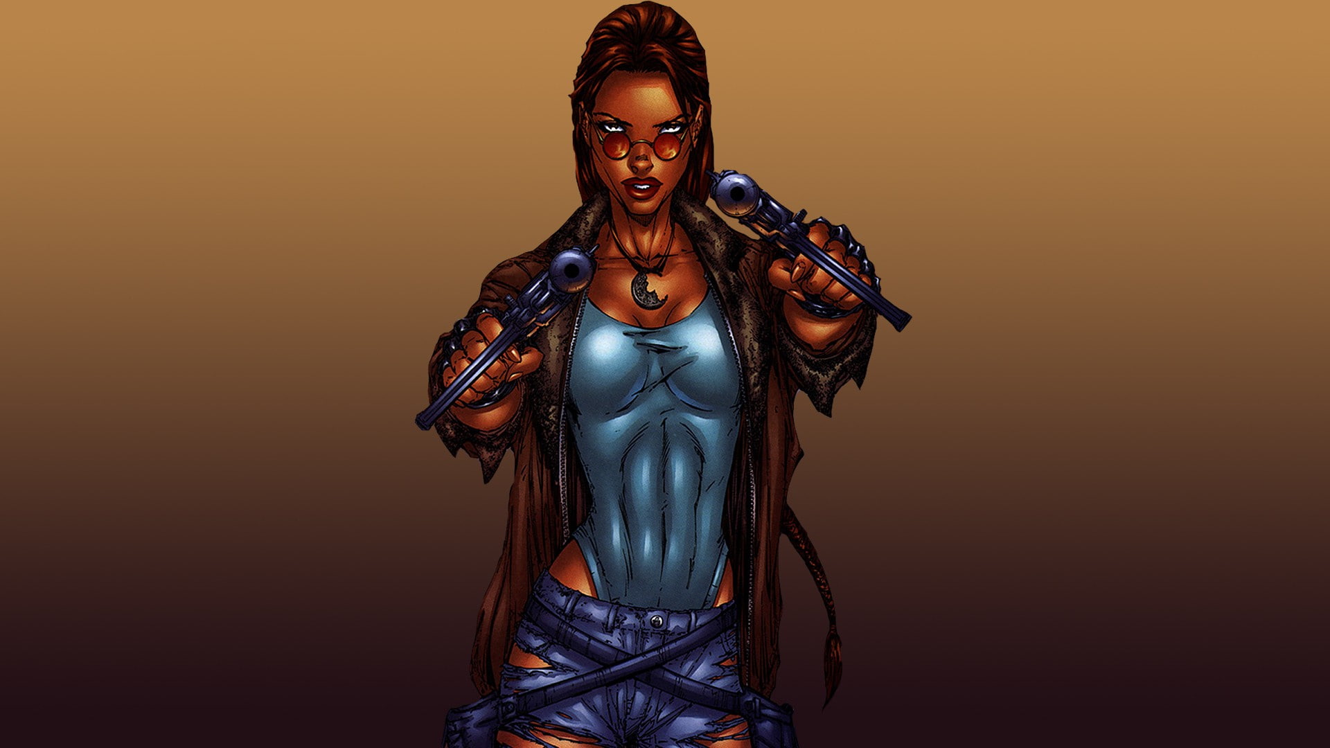 Michael Turner, weapon, Lara Croft, illustration, comics, 1080P, Tomb Raider, HD Wallpaper